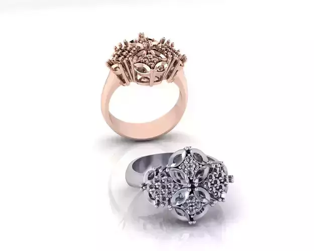 flower setting and marquise jewelry ring