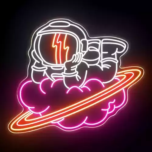 Astronaut Cloud Planet Neon Sign