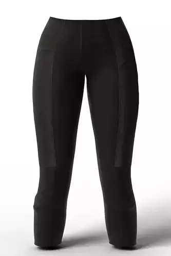 Women Black Leggings or Capri Pants with Side Leatherette Panels