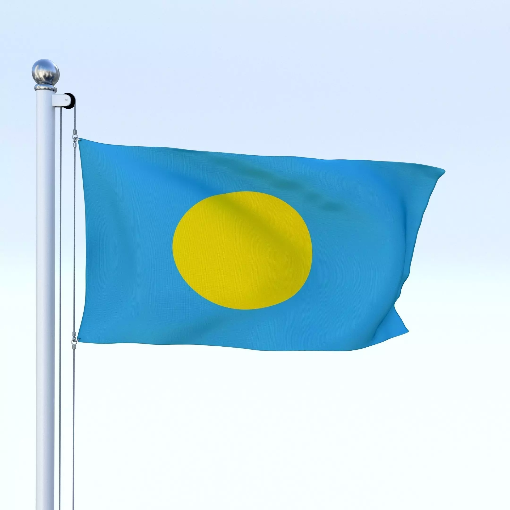Animated Palau Flag Low-poly 3D model_0