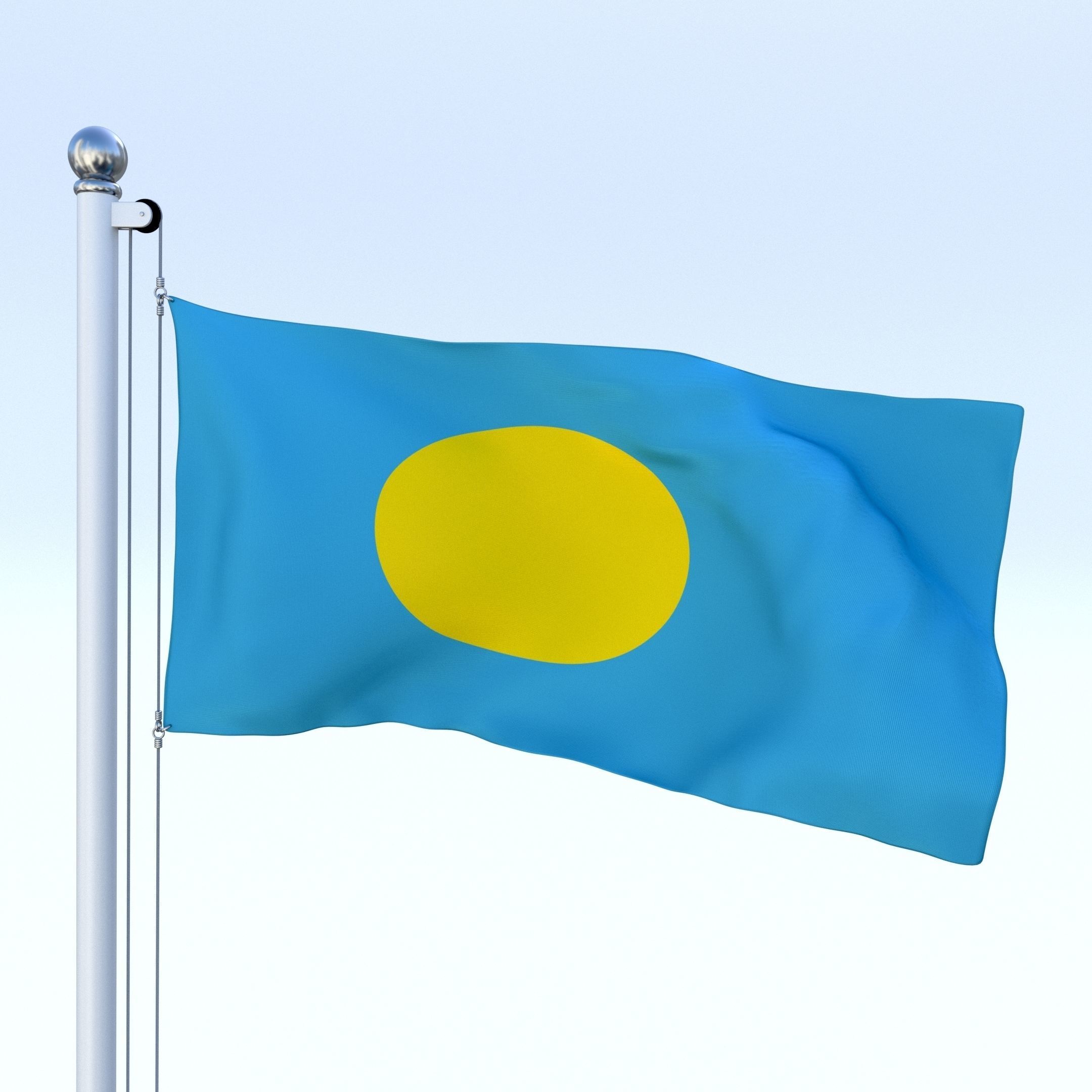 Animated Palau Flag Low-poly 3D model_4