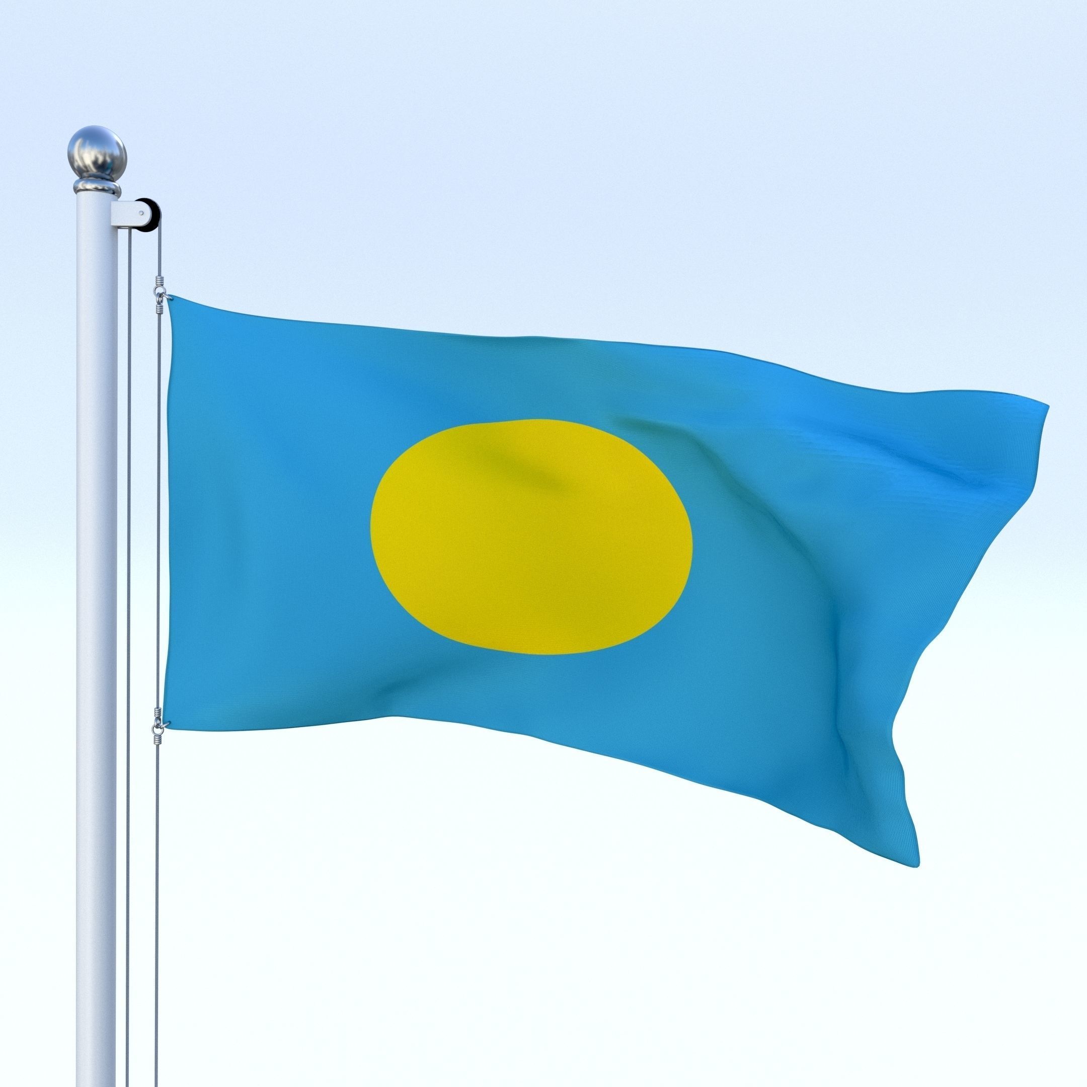 Animated Palau Flag Low-poly 3D model_3