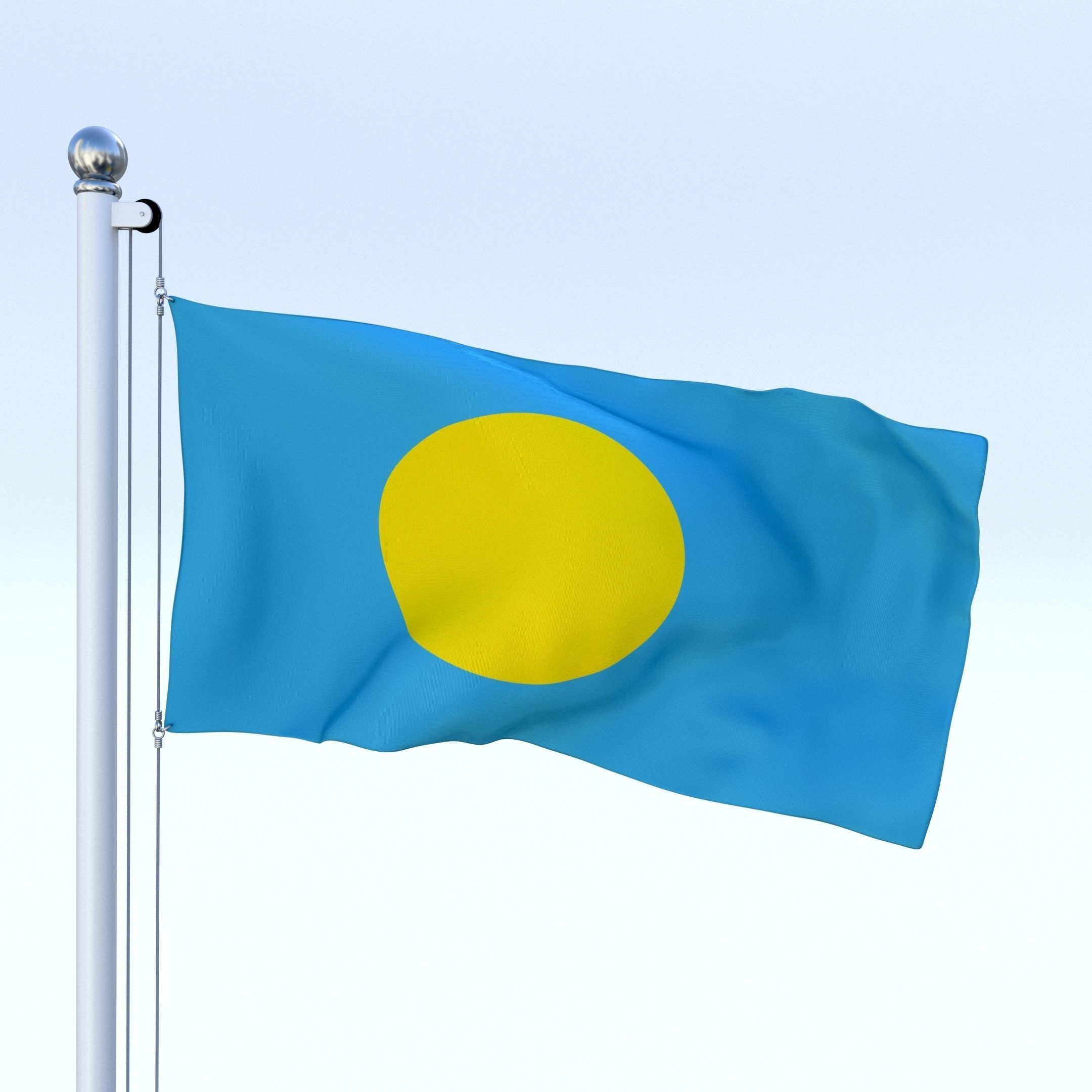 Animated Palau Flag Low-poly 3D model_6