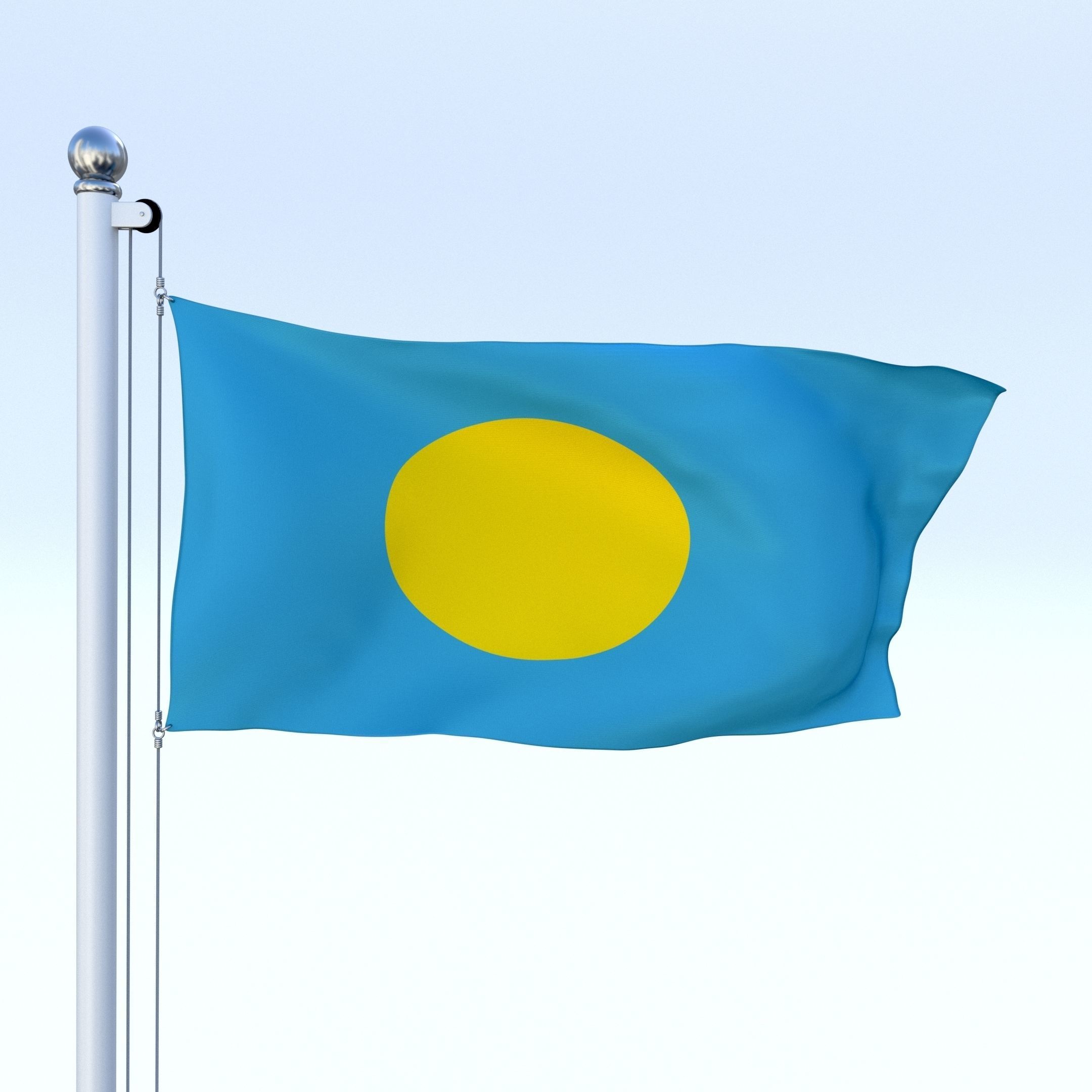 Animated Palau Flag Low-poly 3D model_16