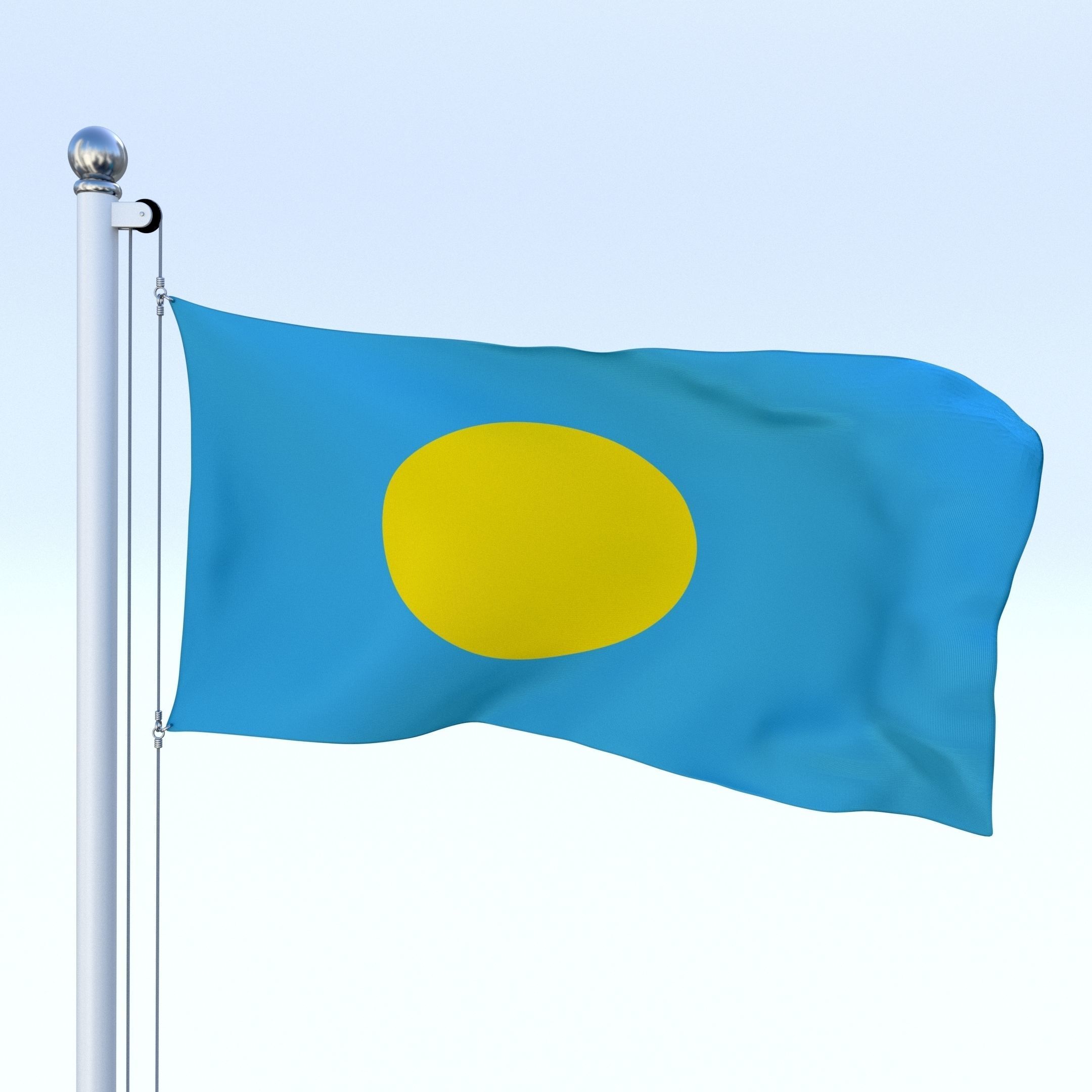 Animated Palau Flag Low-poly 3D model_1