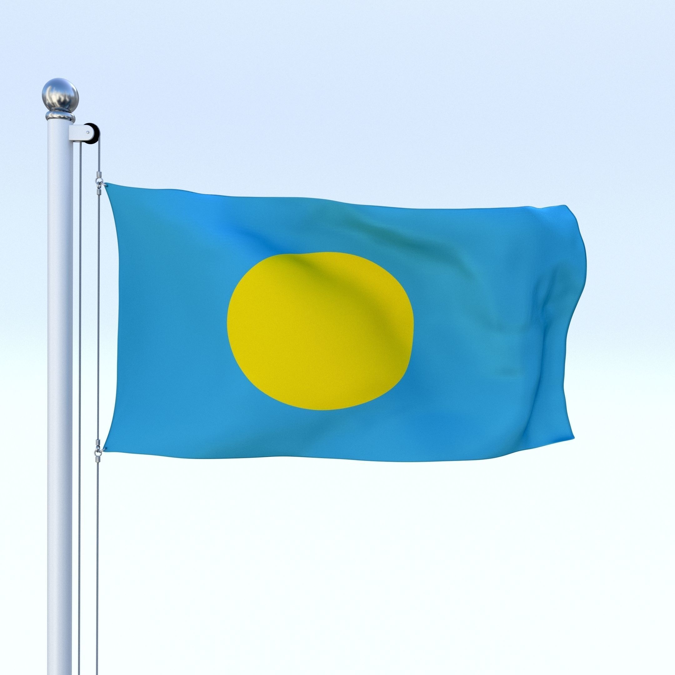 Animated Palau Flag Low-poly 3D model_25