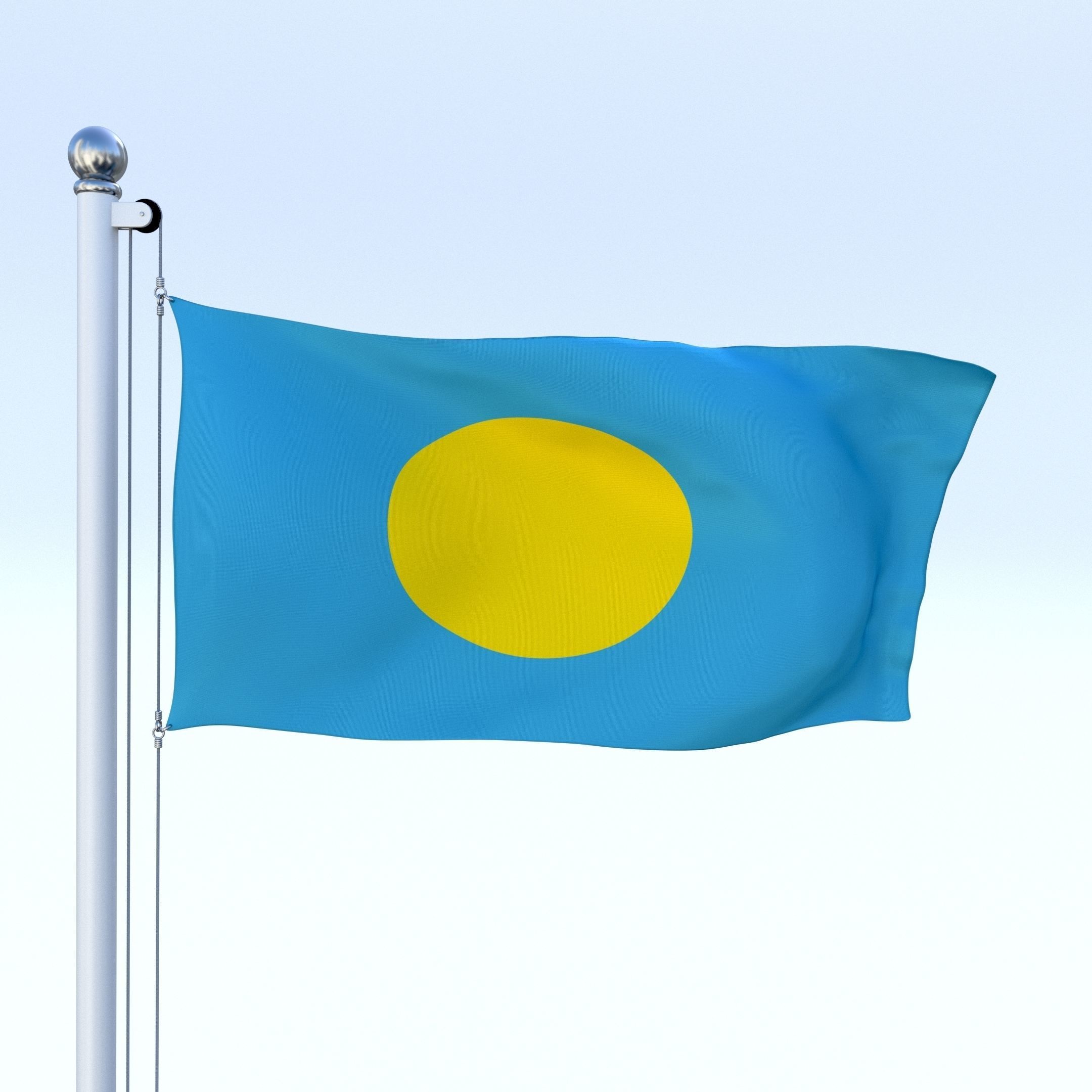 Animated Palau Flag Low-poly 3D model_11