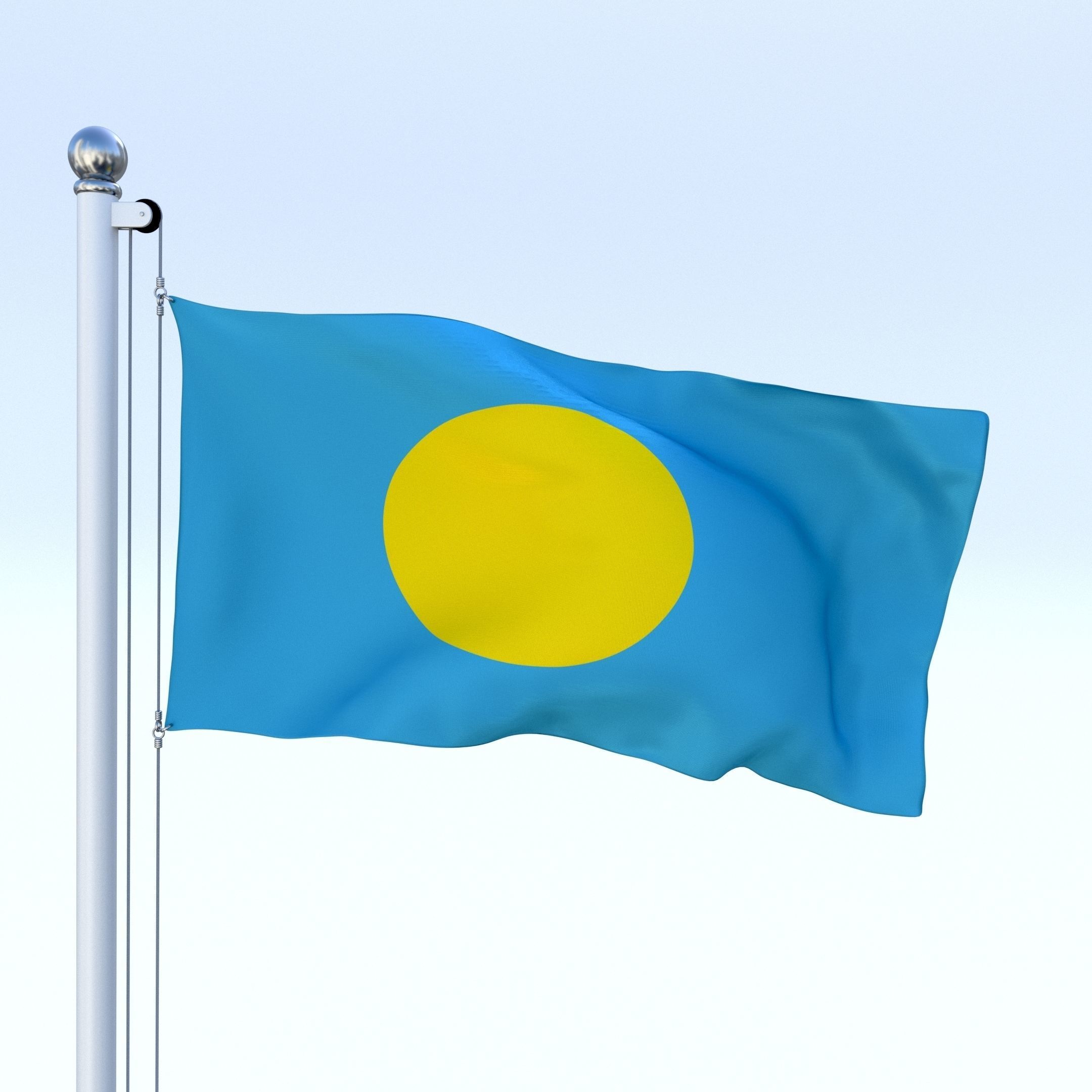 Animated Palau Flag Low-poly 3D model_21