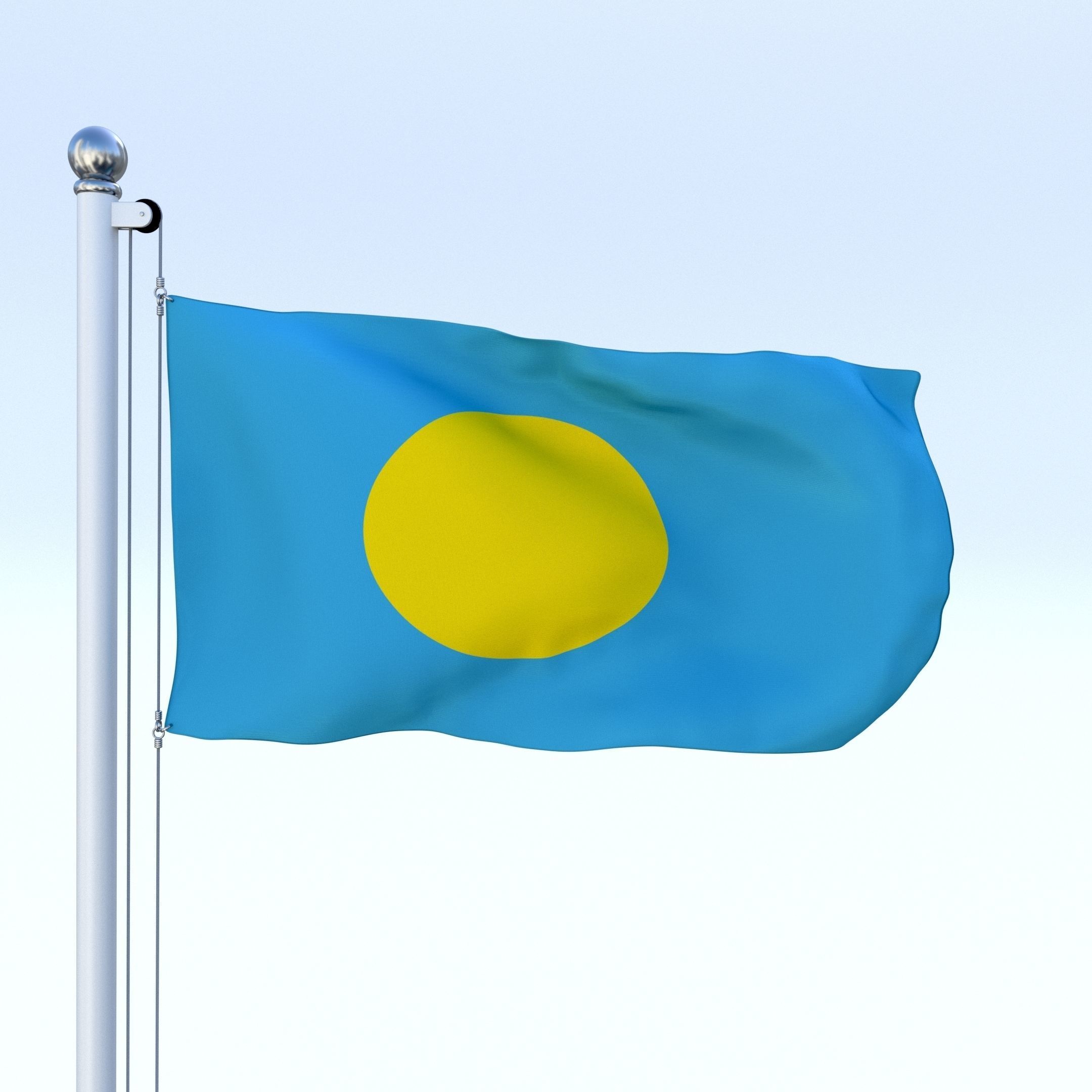 Animated Palau Flag Low-poly 3D model_20