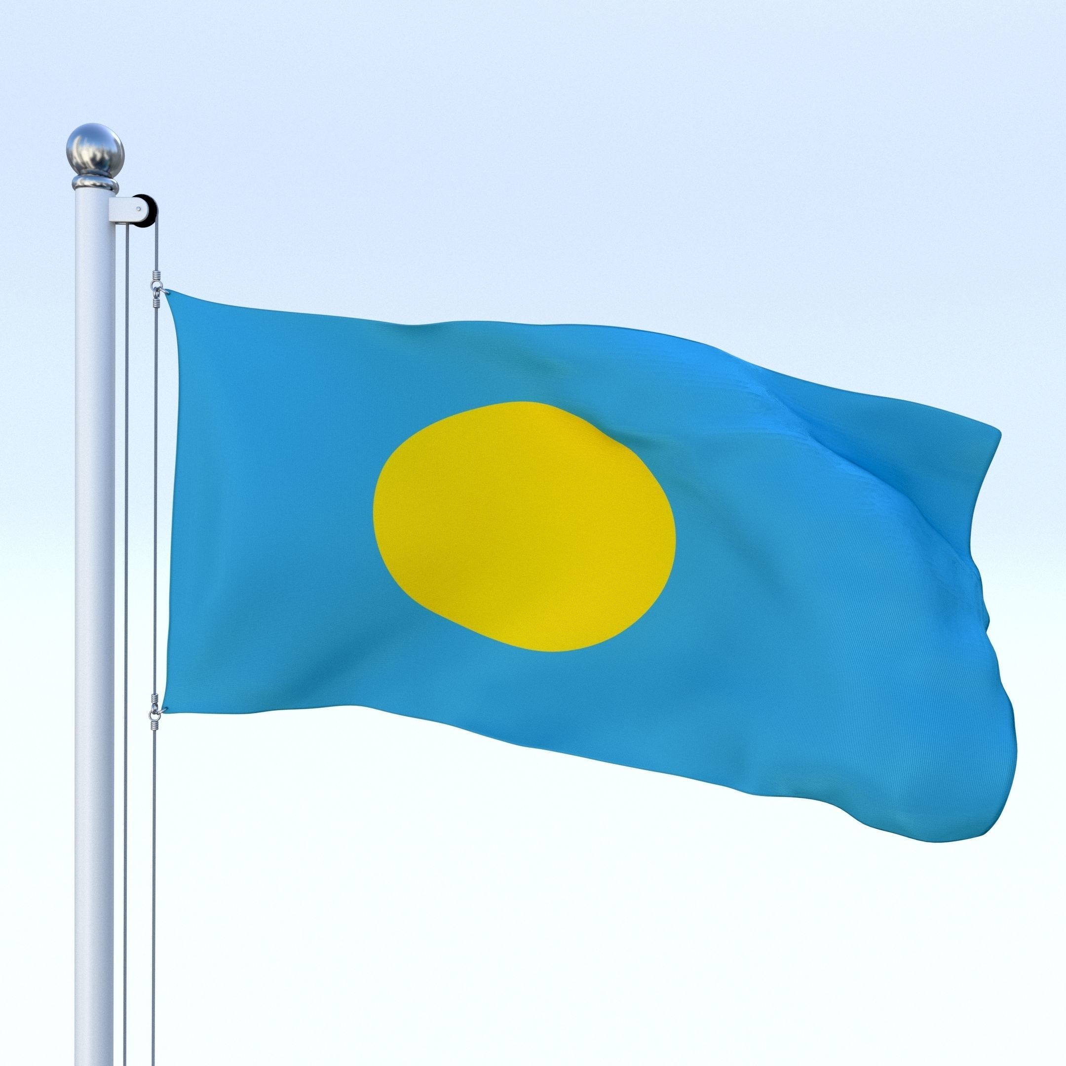 Animated Palau Flag Low-poly 3D model_13