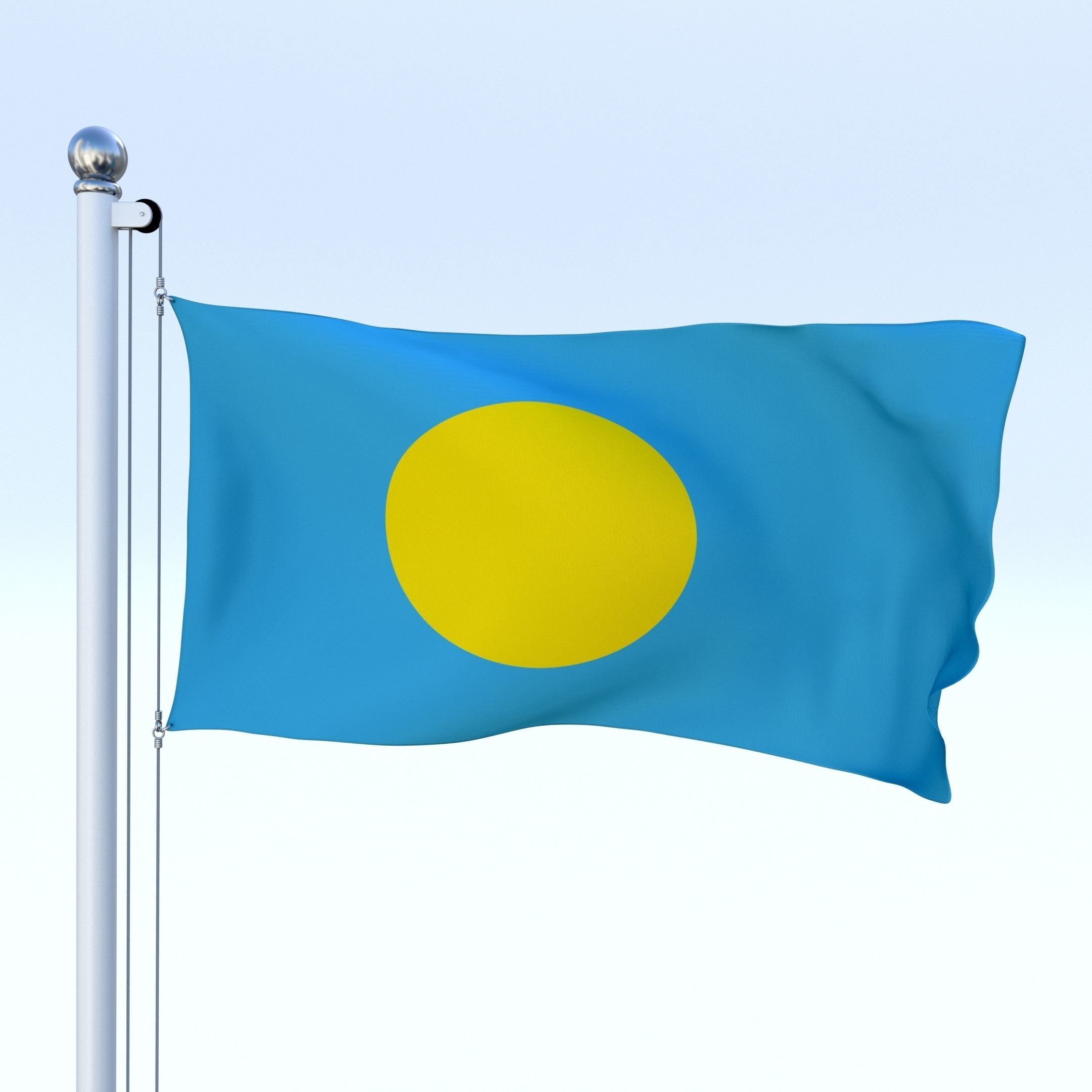 Animated Palau Flag Low-poly 3D model_26