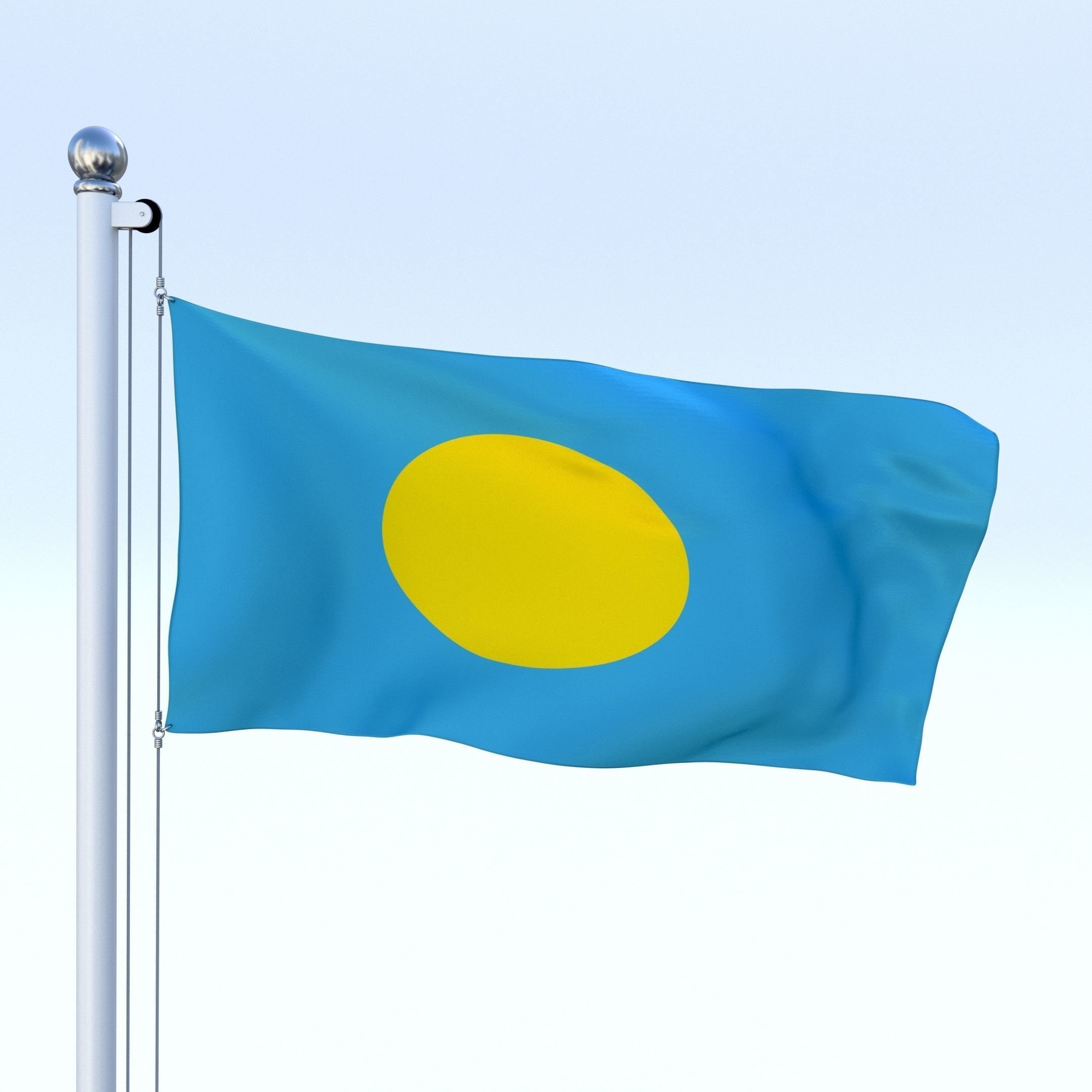 Animated Palau Flag Low-poly 3D model_5