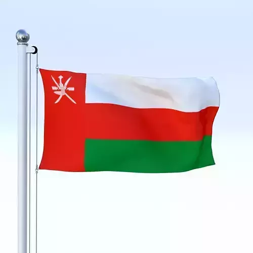 Animated Oman Flag Low-poly 3D model