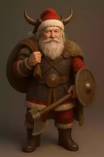 Viking Santa - Realistic Fantasy Christmas Warrior