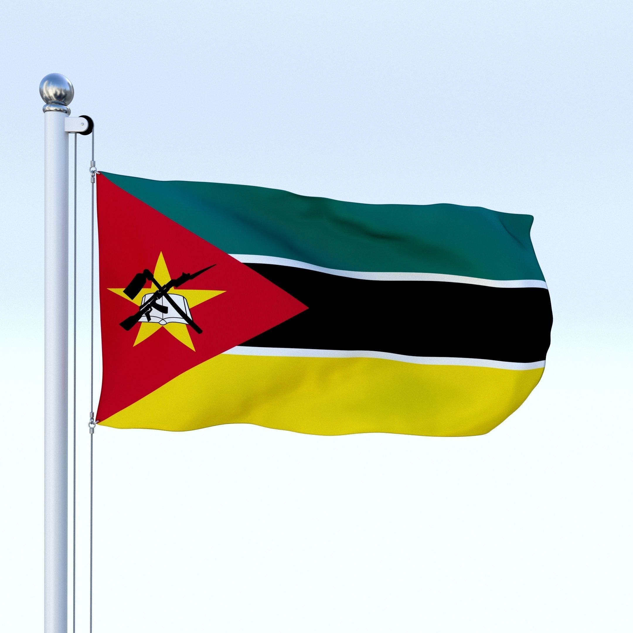Animated Mozambique Flag Low-poly 3D model_9