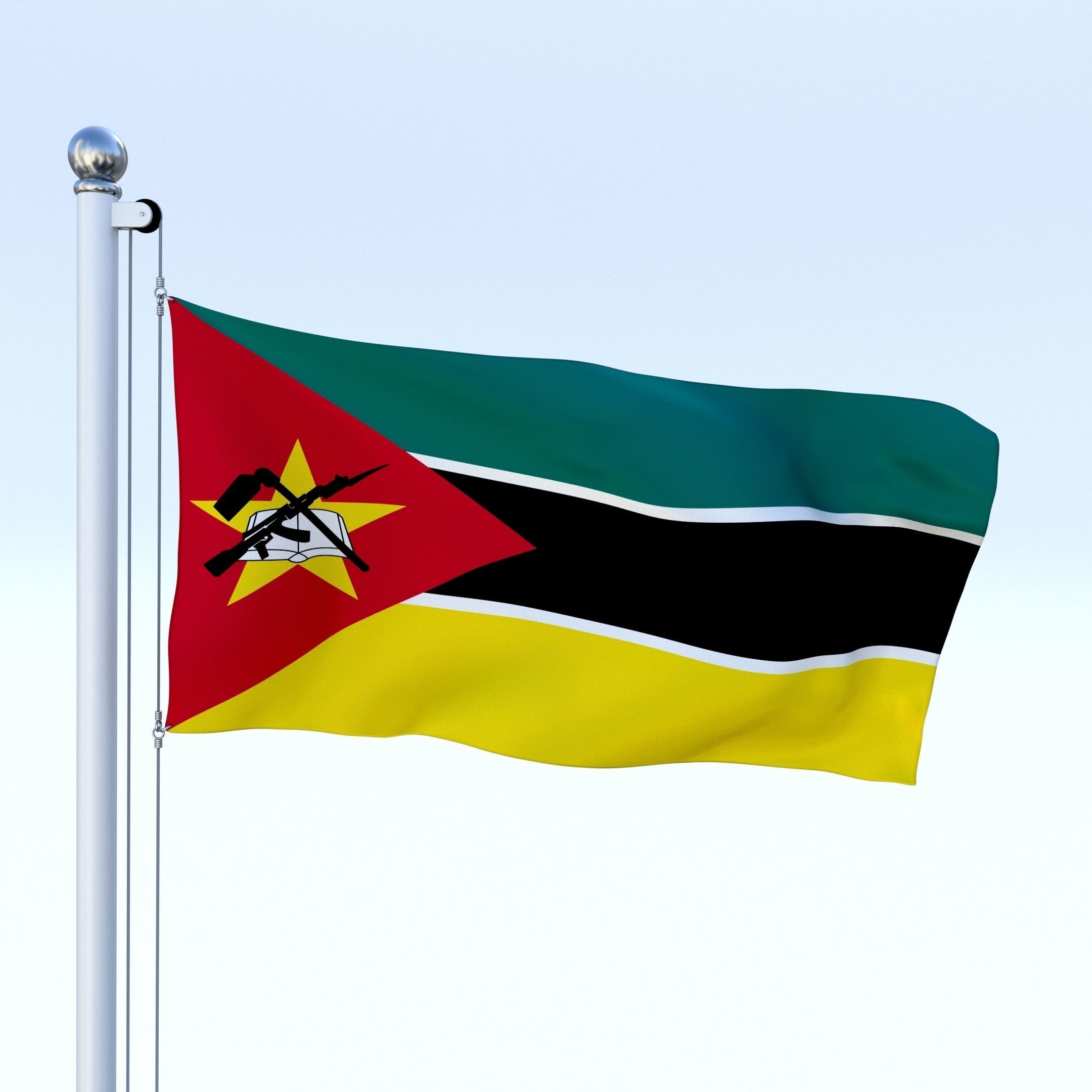 Animated Mozambique Flag Low-poly 3D model_1