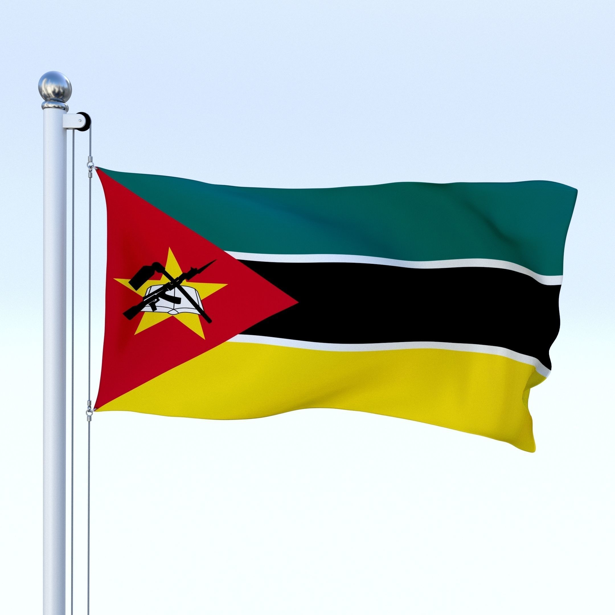 Animated Mozambique Flag Low-poly 3D model_5