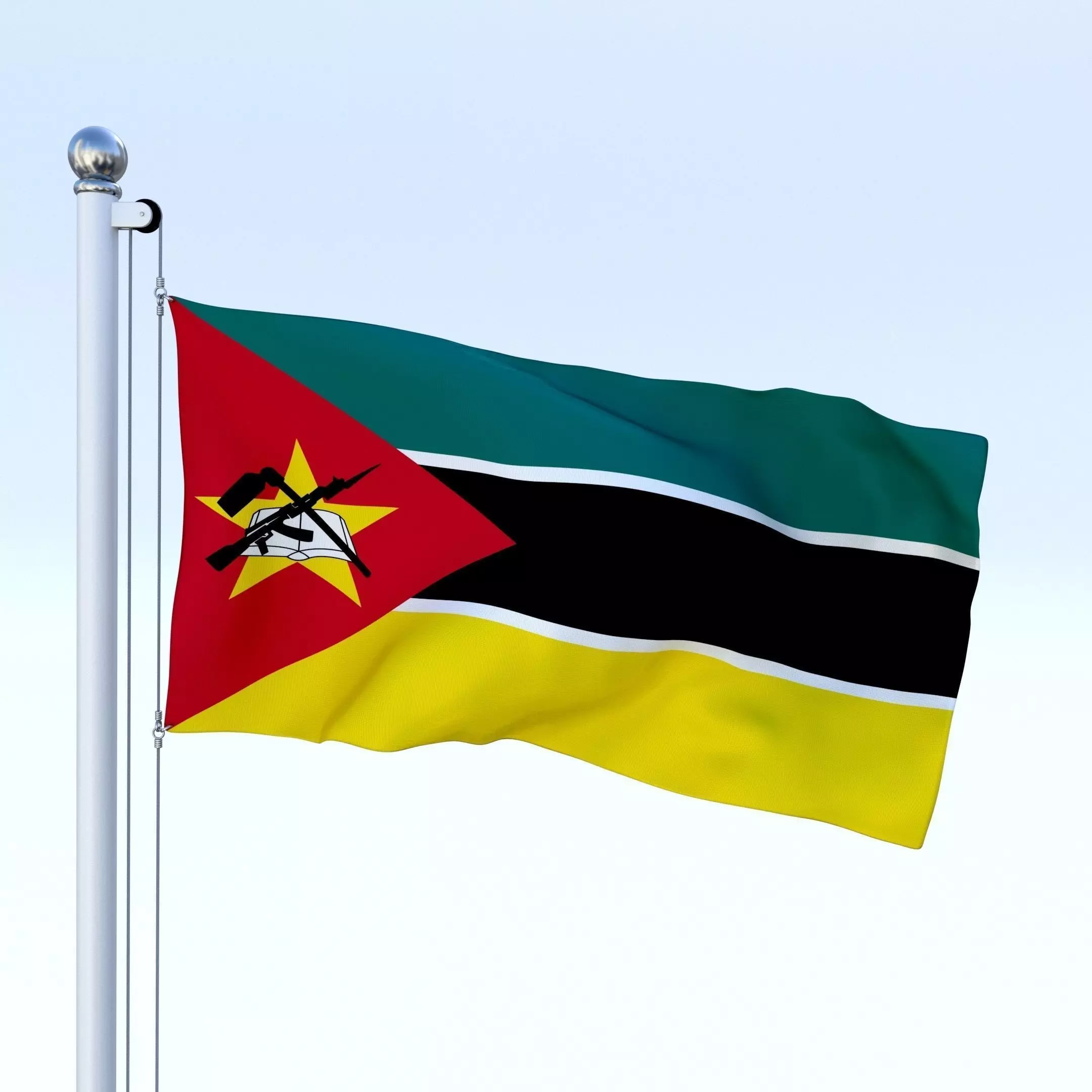 Animated Mozambique Flag Low-poly 3D model_0