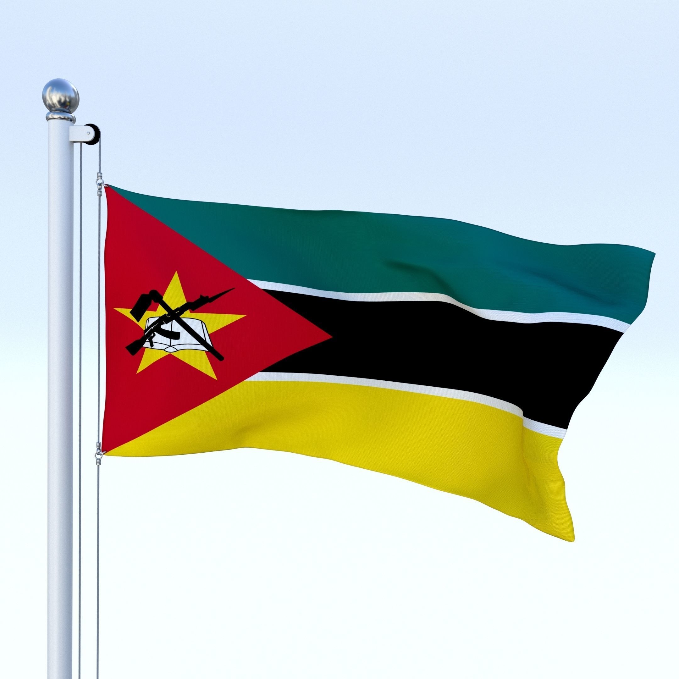 Animated Mozambique Flag Low-poly 3D model_23