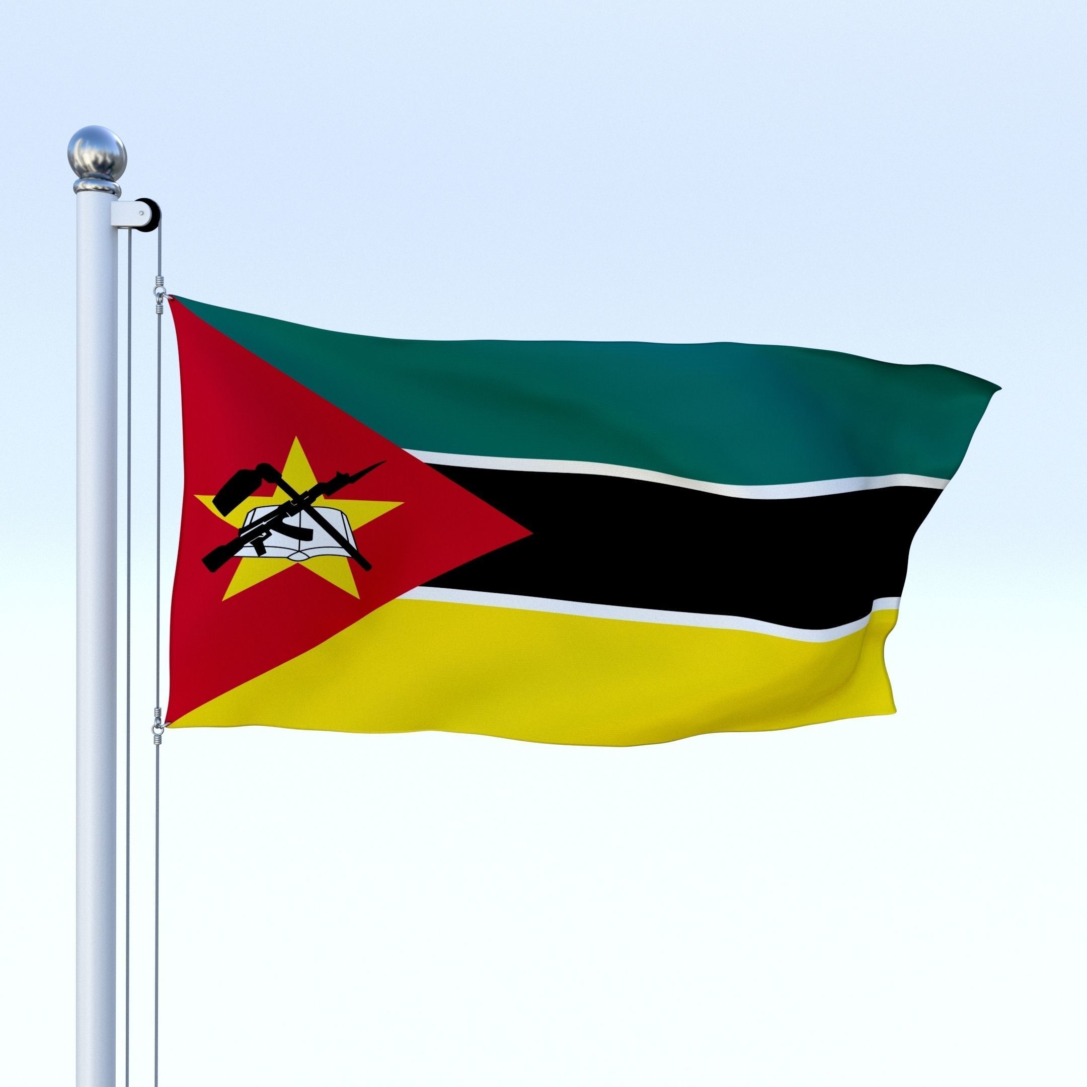 Animated Mozambique Flag Low-poly 3D model_11
