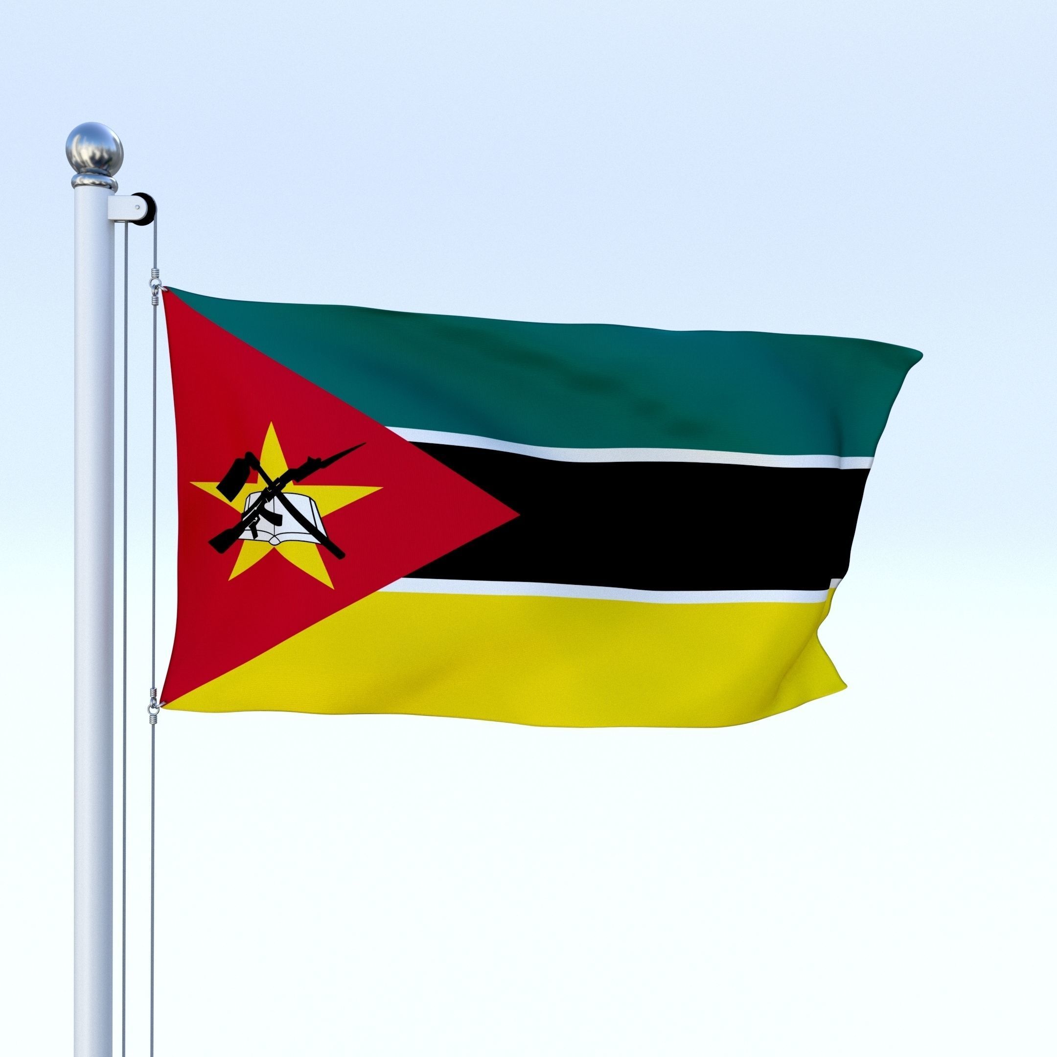 Animated Mozambique Flag Low-poly 3D model_6