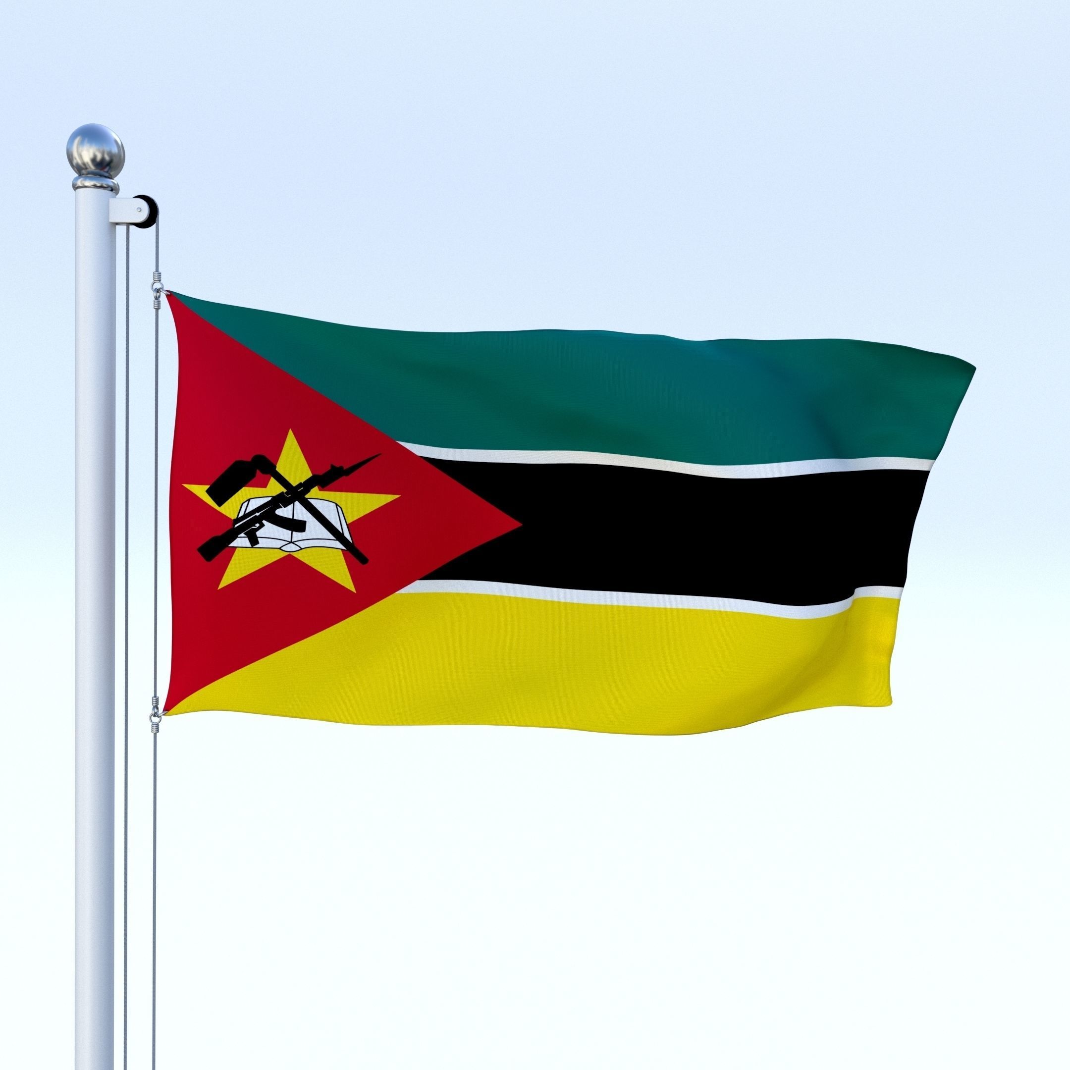 Animated Mozambique Flag Low-poly 3D model_19