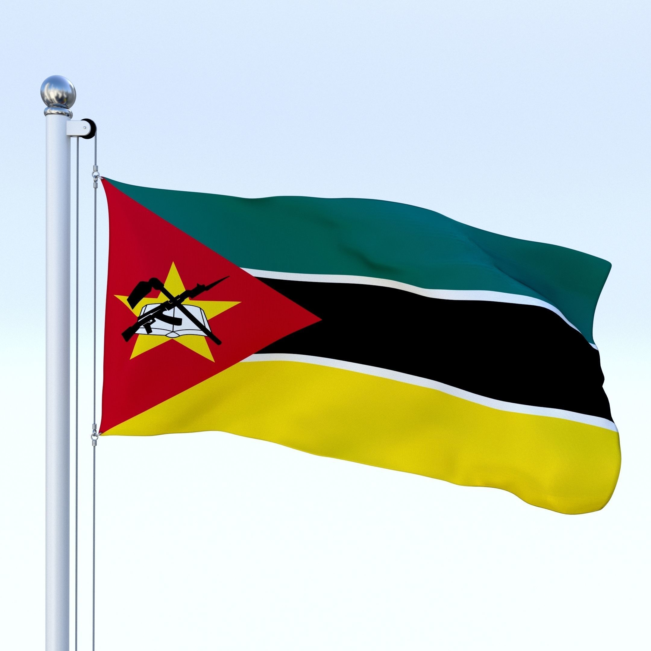 Animated Mozambique Flag Low-poly 3D model_4