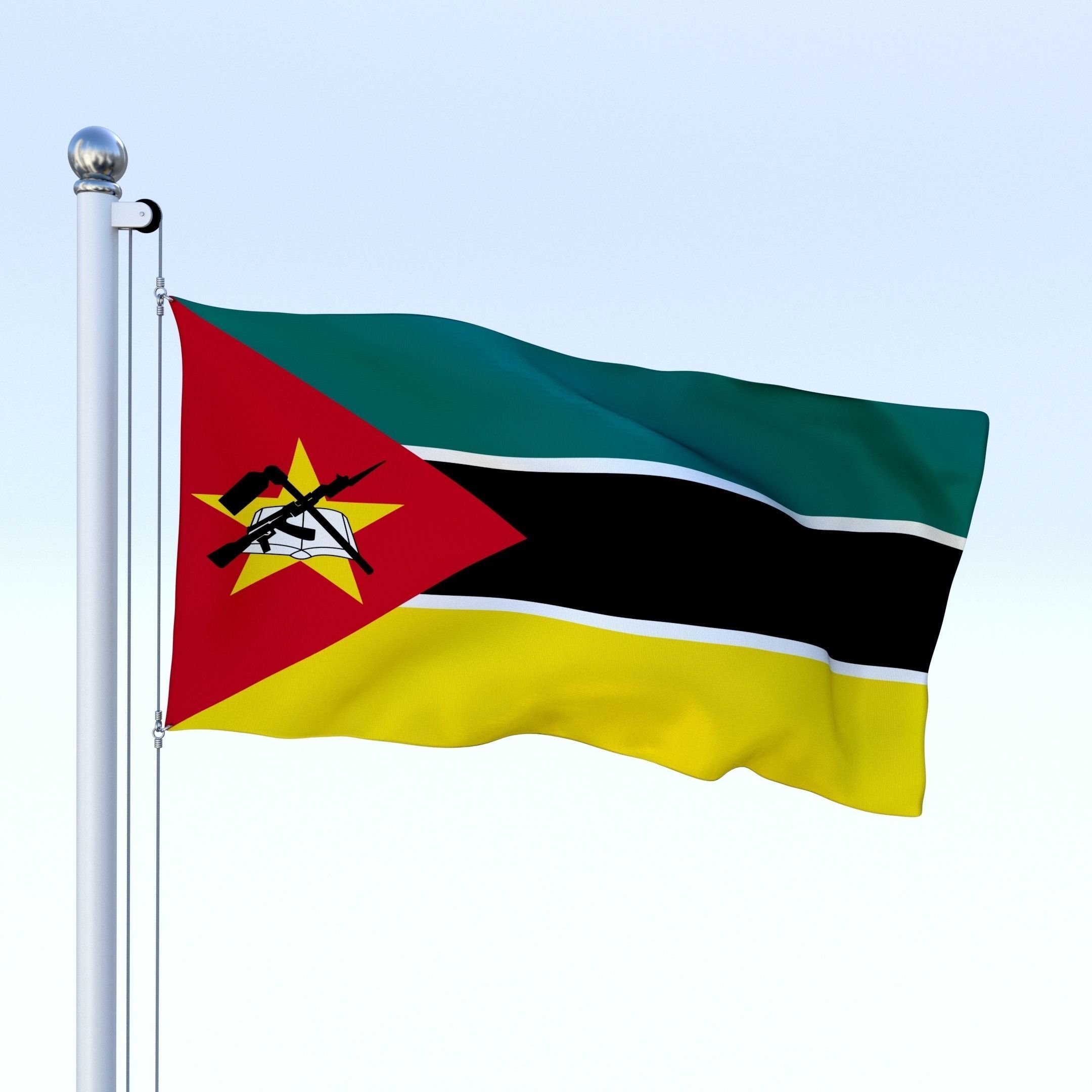 Animated Mozambique Flag Low-poly 3D model_17