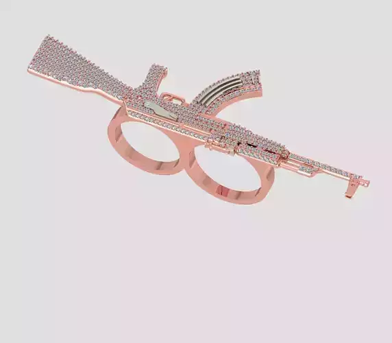  AK47 Gun ring  jewelry 3D model 3D print model