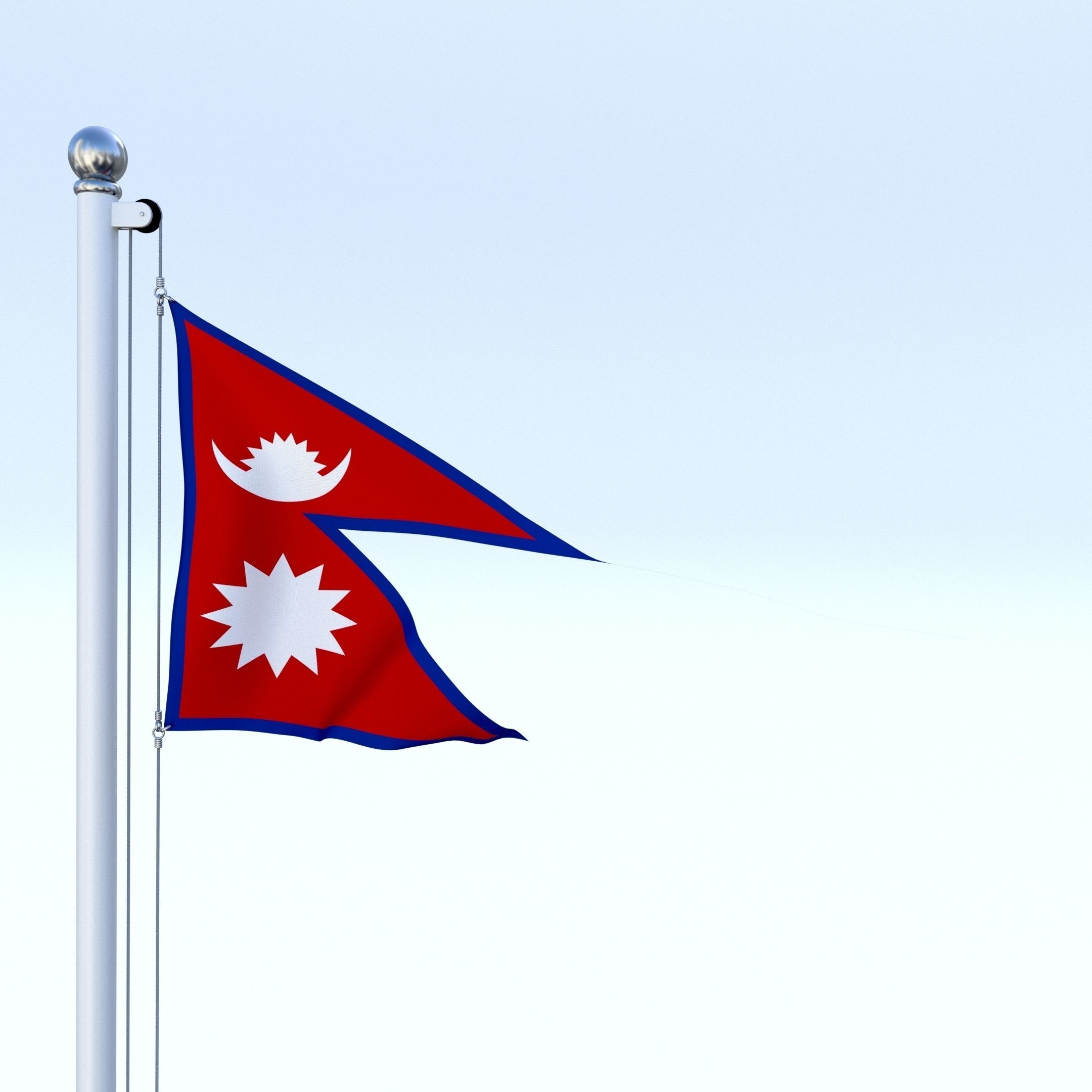 Animated Nepal Flag Low-poly 3D model_4