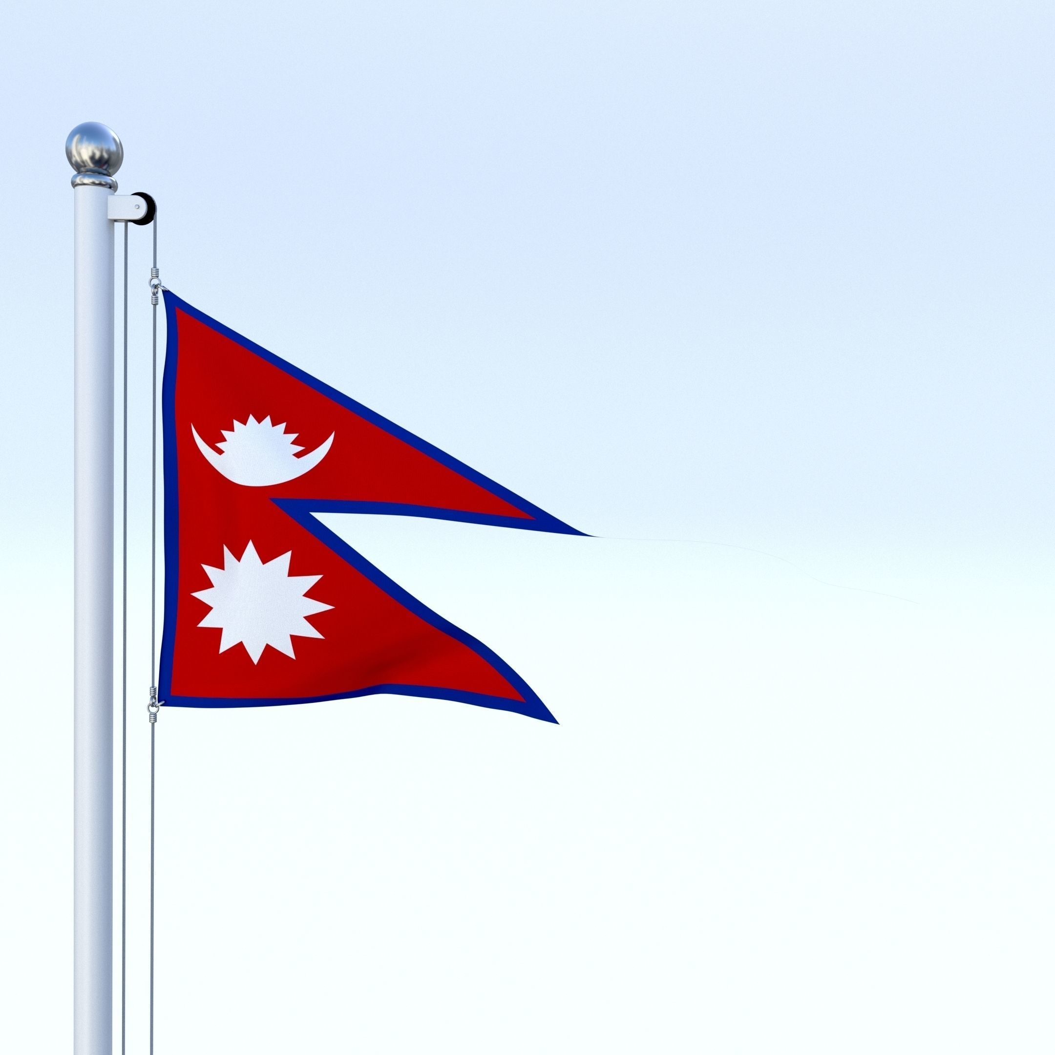 Animated Nepal Flag Low-poly 3D model_15