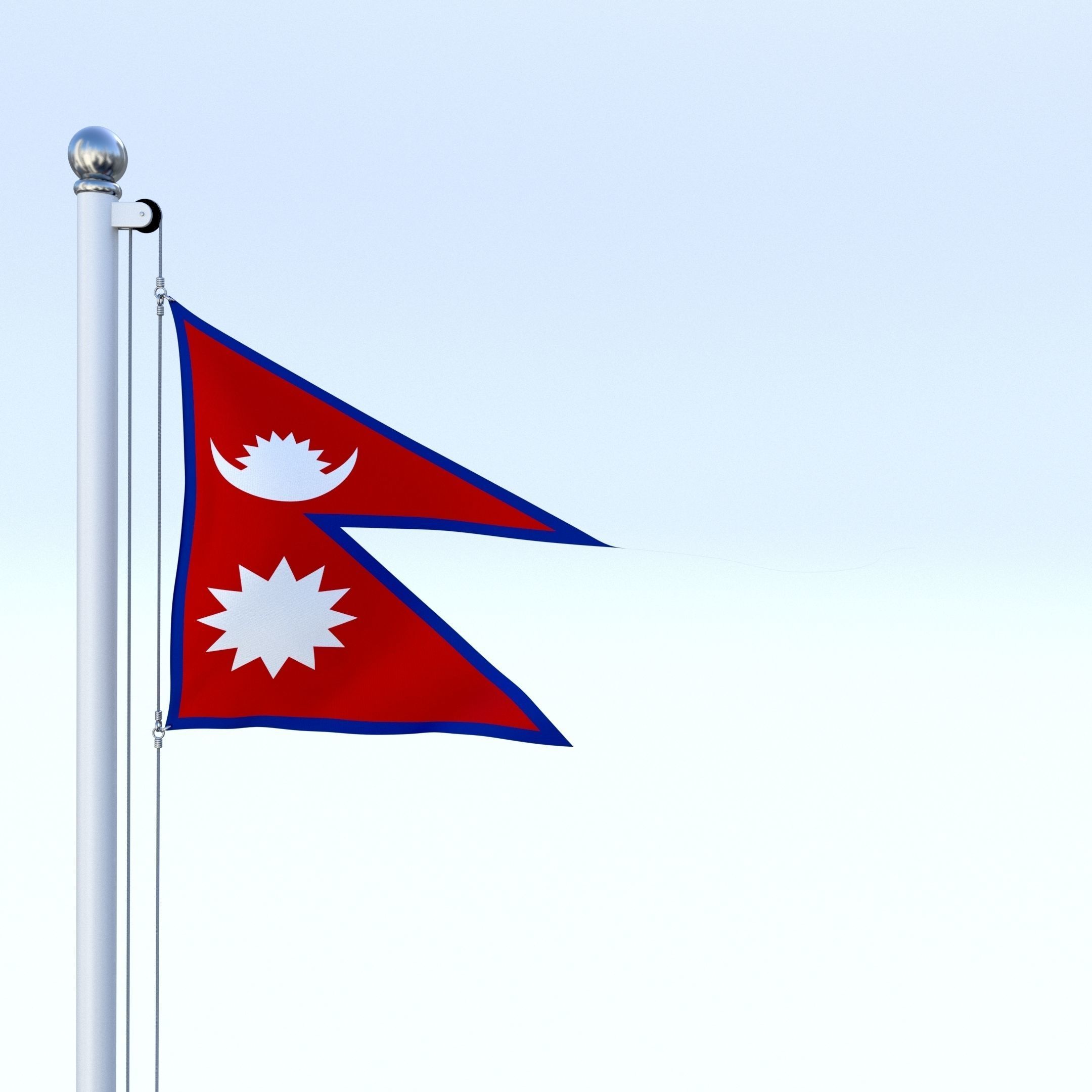 Animated Nepal Flag Low-poly 3D model_14