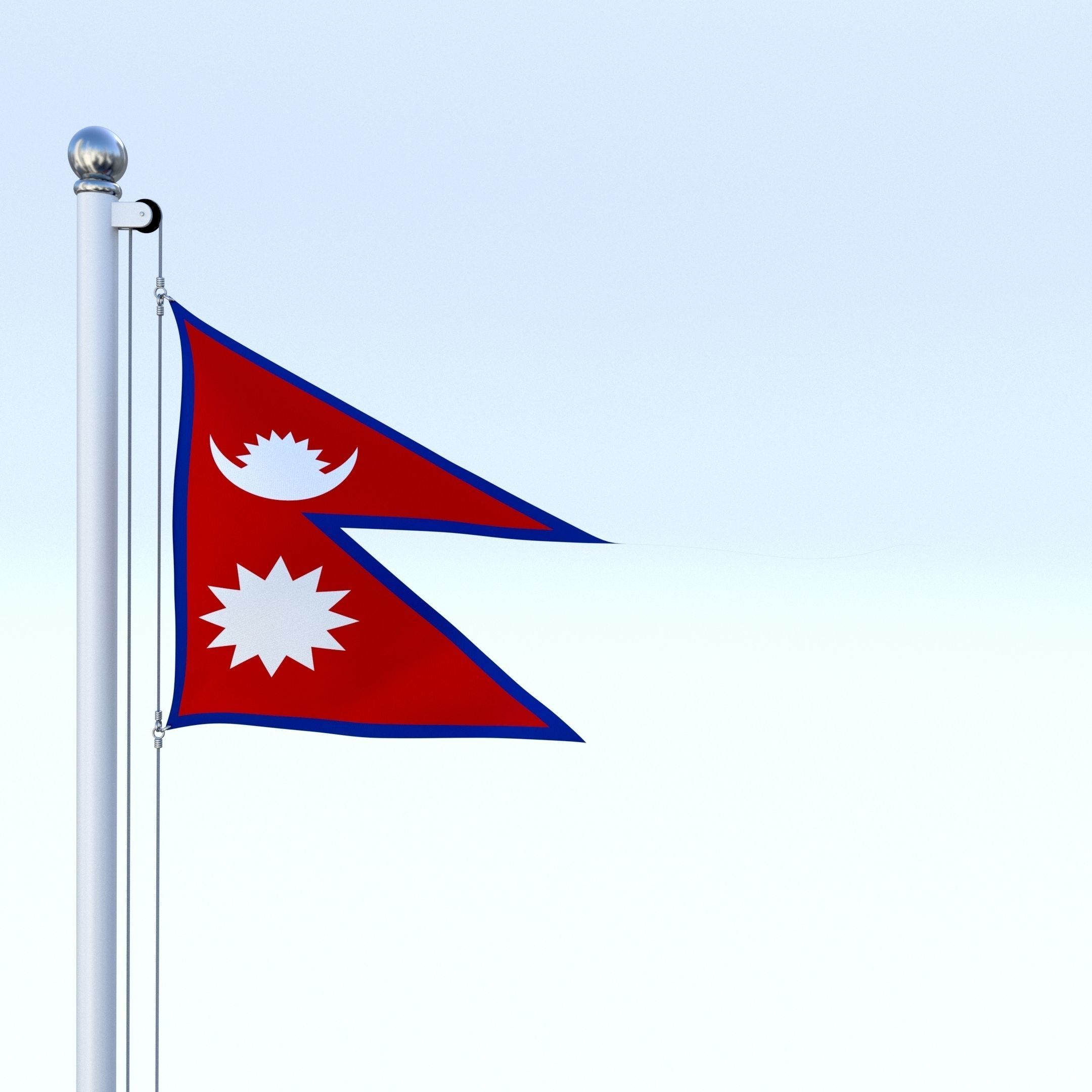 Animated Nepal Flag Low-poly 3D model_12