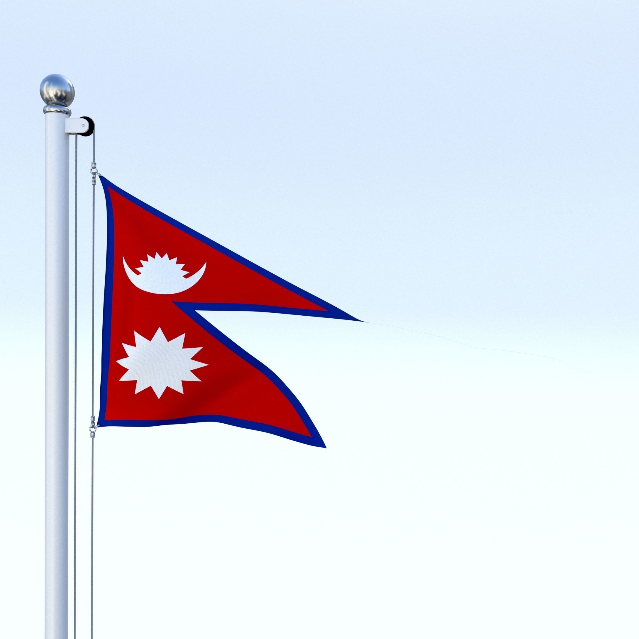 Animated Nepal Flag Low-poly 3D model_7