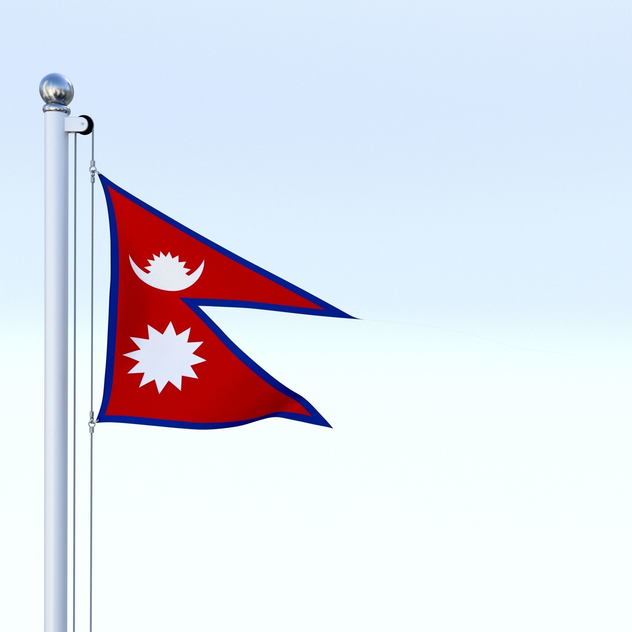 Animated Nepal Flag Low-poly 3D model_5