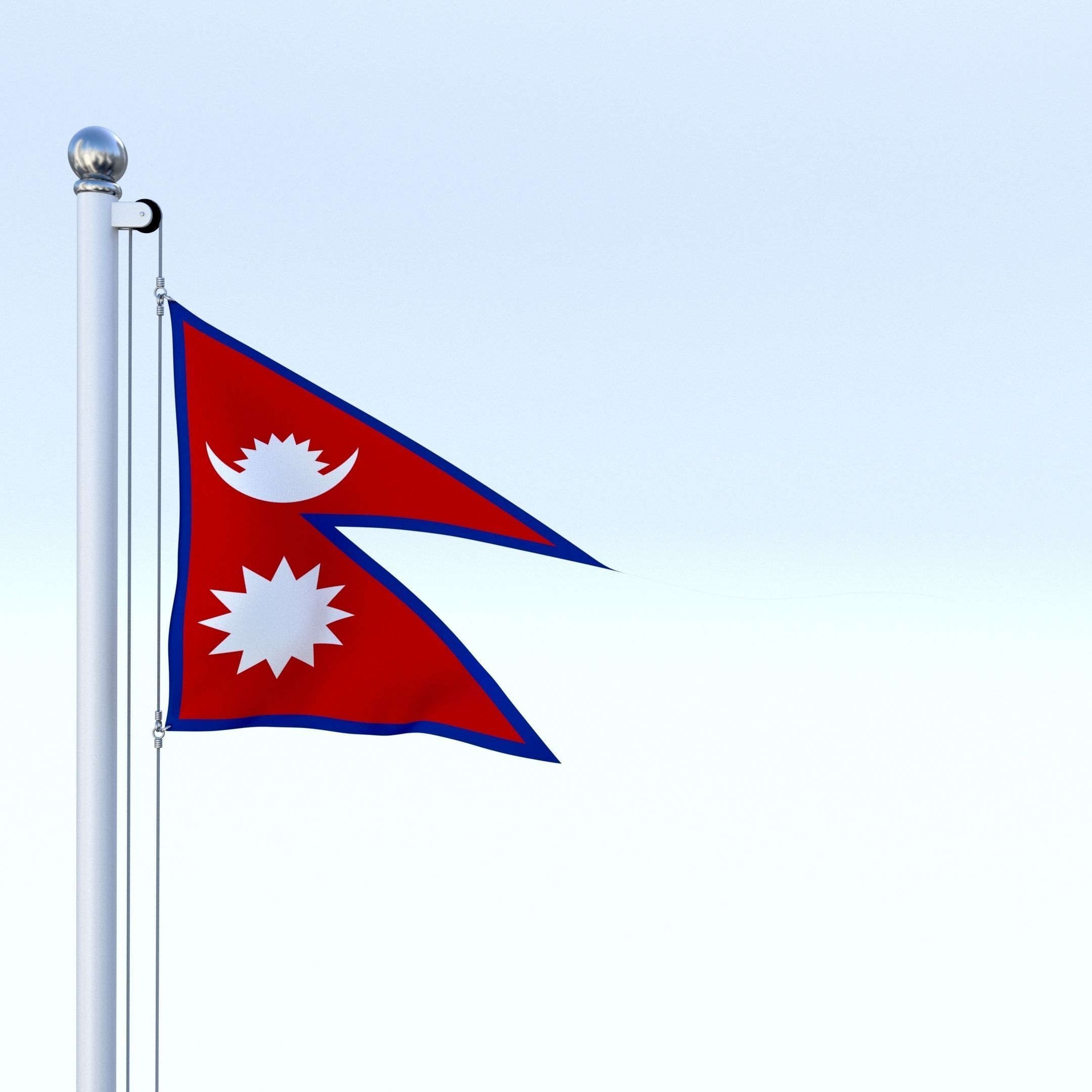 Animated Nepal Flag Low-poly 3D model_1