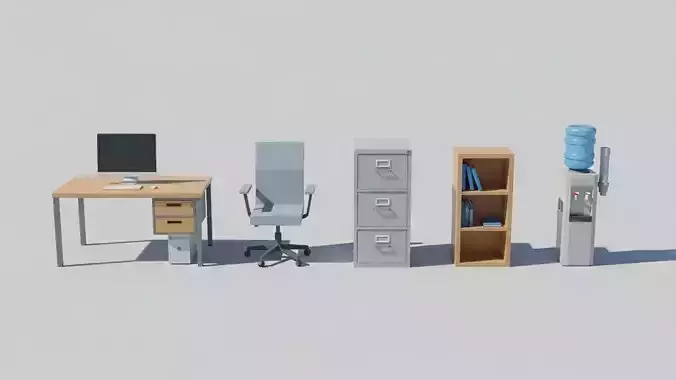 Low Poly Office Furniture Pack Desk Chair others