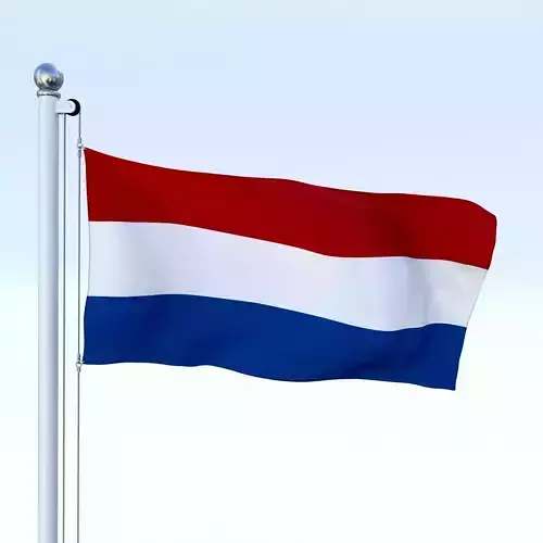 Animated Nederlands Flag Low-poly 3D model