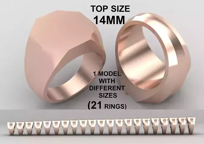 octagonal Signet Ring Base 14 MM top in All sizes 246-MWC