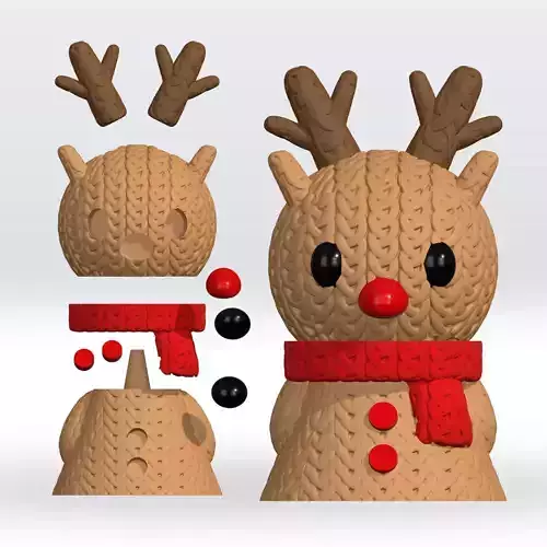Knitted Deer Christmas Multiparts Stl 3D Model Knitted