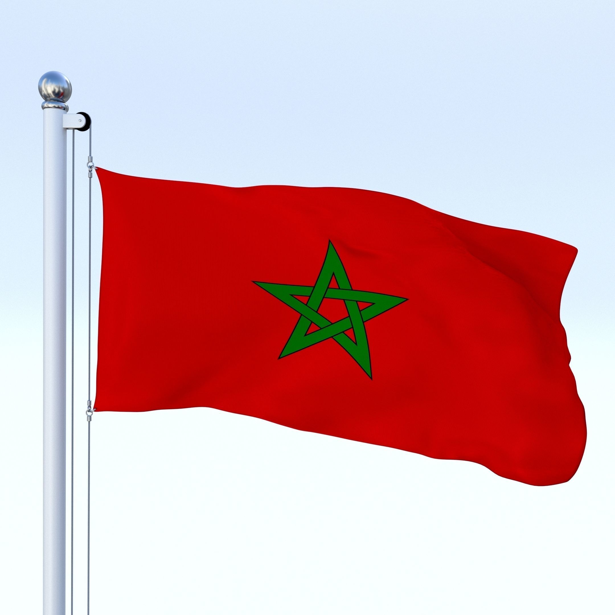 Animated Morocco Flag Low-poly 3D model_22