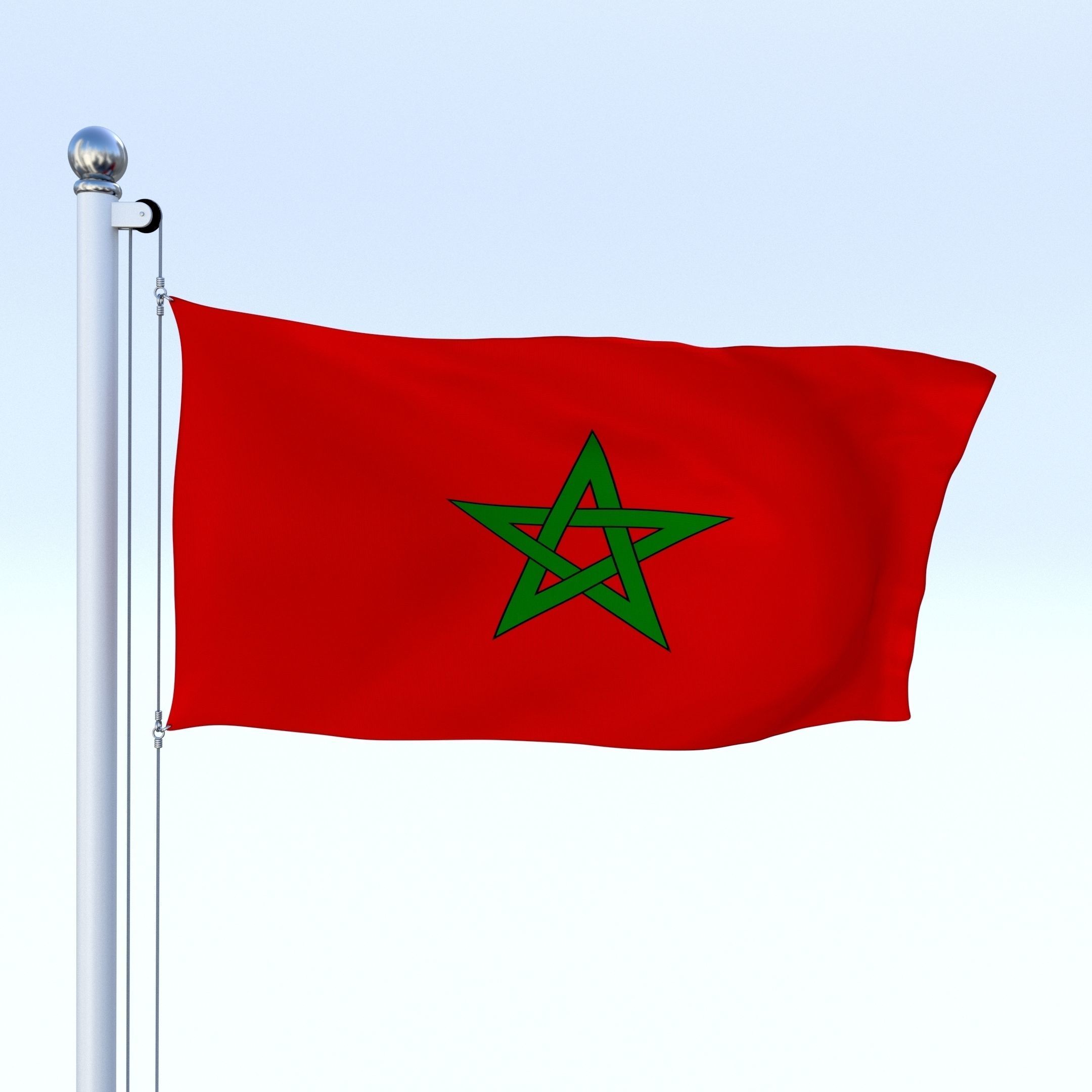 Animated Morocco Flag Low-poly 3D model_24