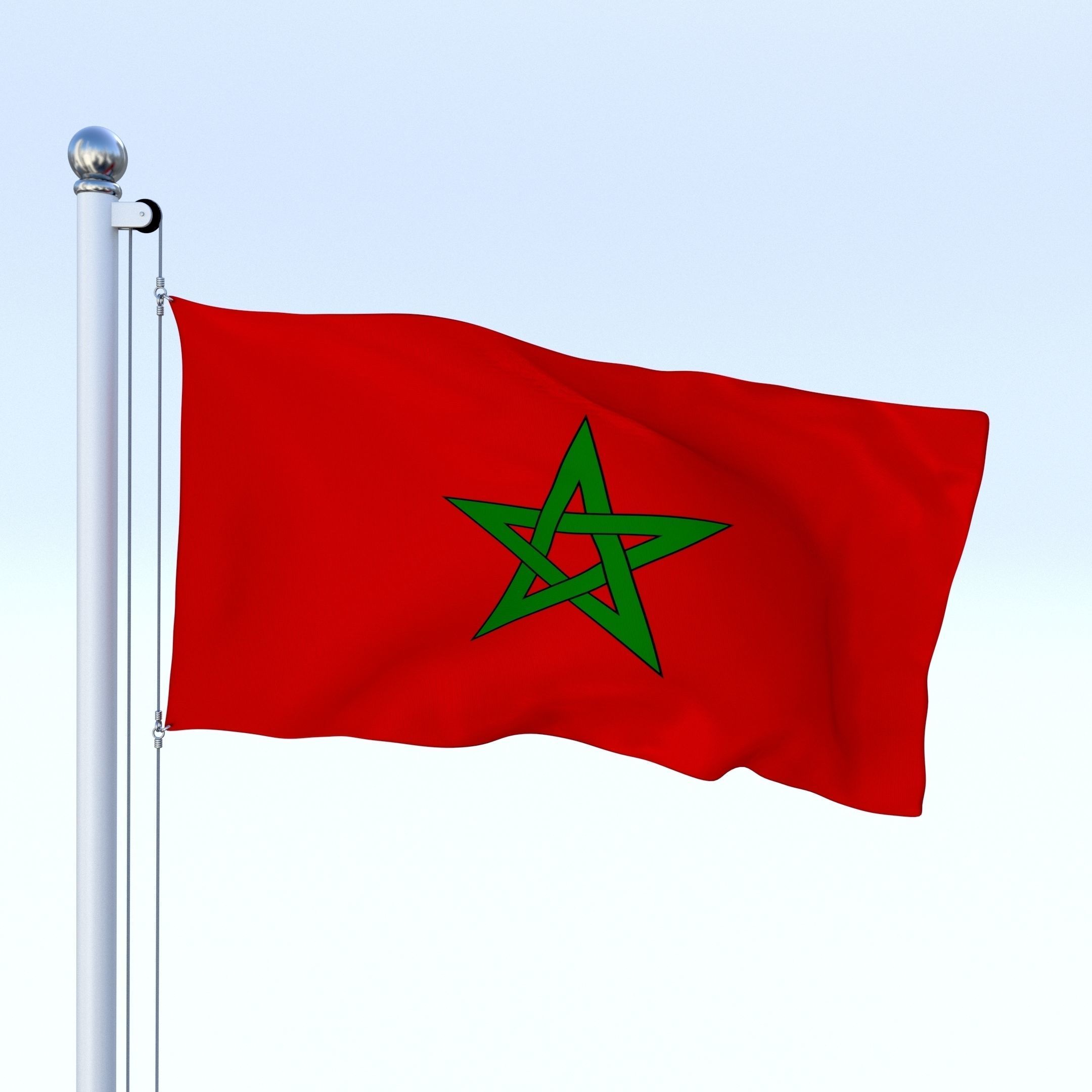 Animated Morocco Flag Low-poly 3D model_10