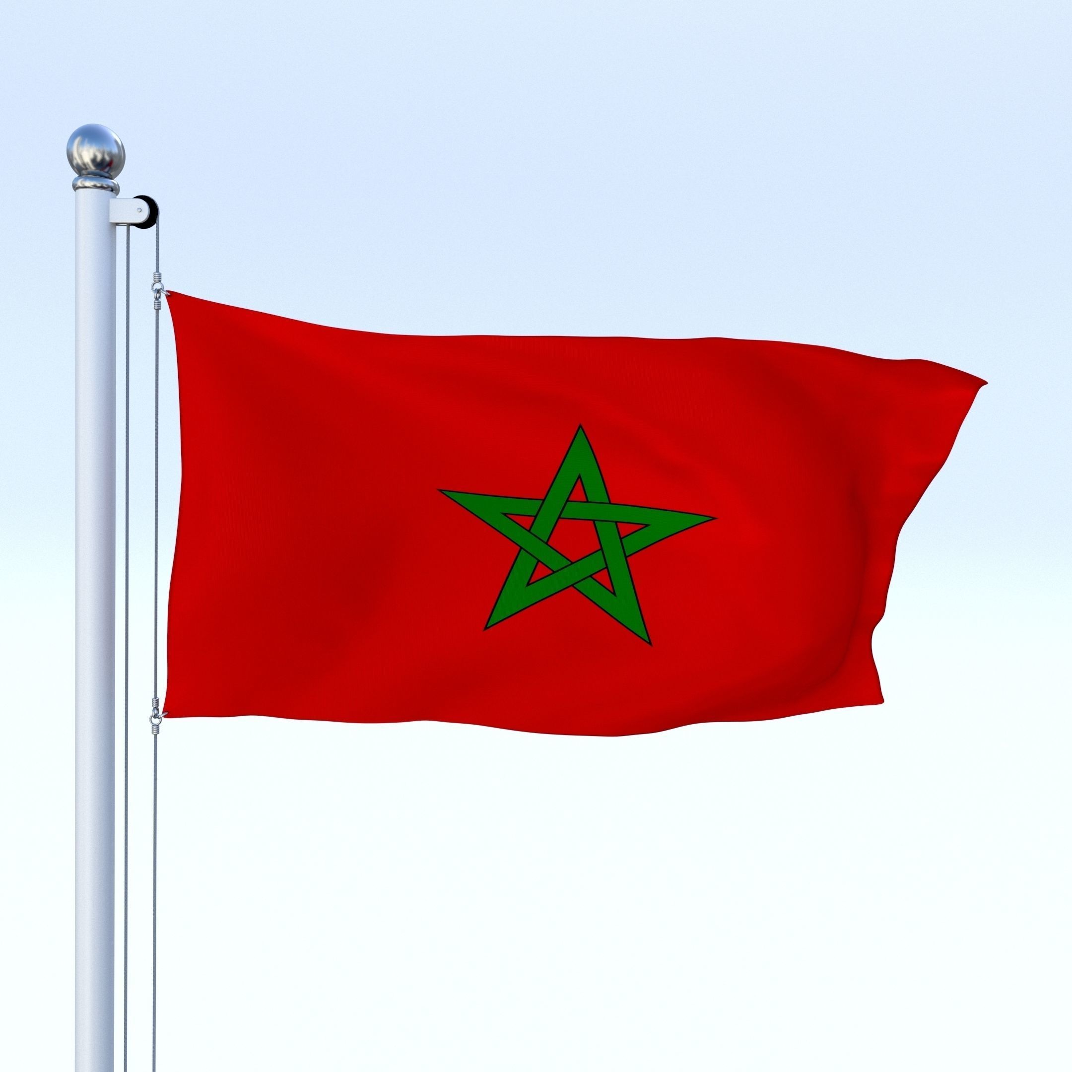 Animated Morocco Flag Low-poly 3D model_11