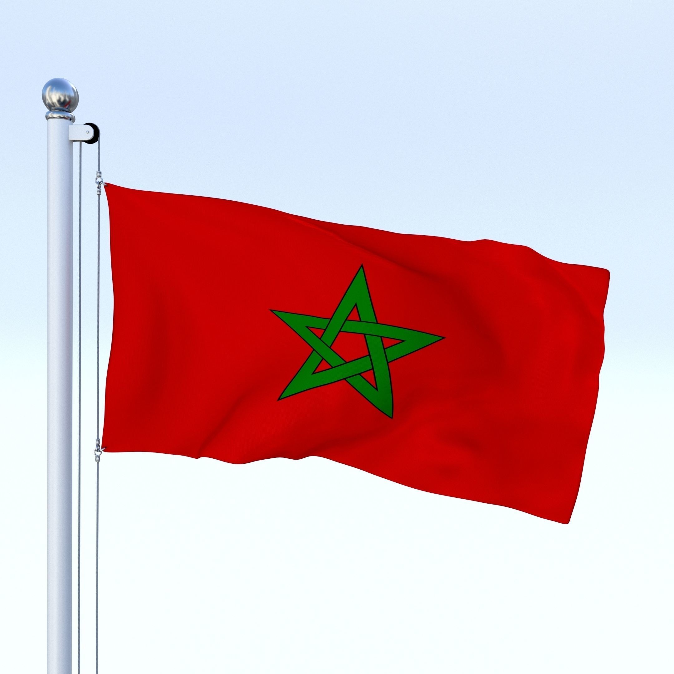 Animated Morocco Flag Low-poly 3D model_4