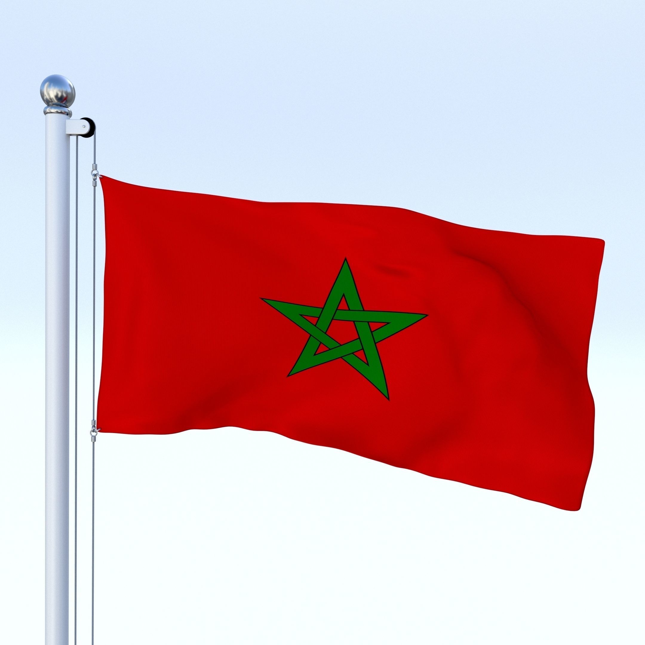 Animated Morocco Flag Low-poly 3D model_3