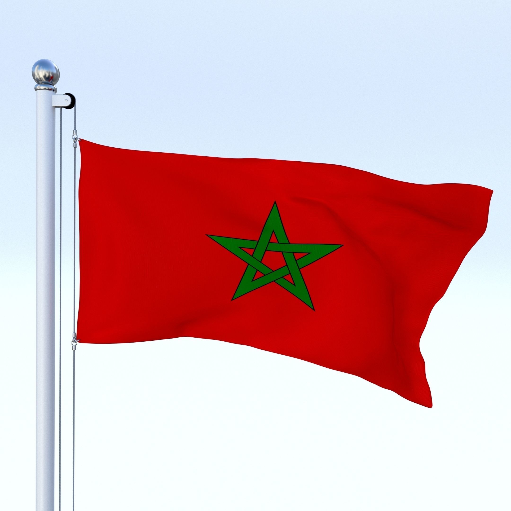 Animated Morocco Flag Low-poly 3D model_26