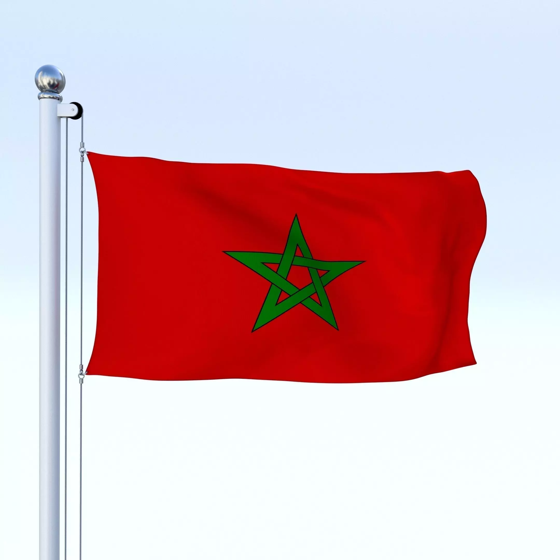 Animated Morocco Flag Low-poly 3D model_0
