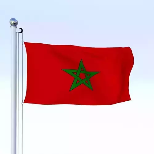 Animated Morocco Flag Low-poly 3D model