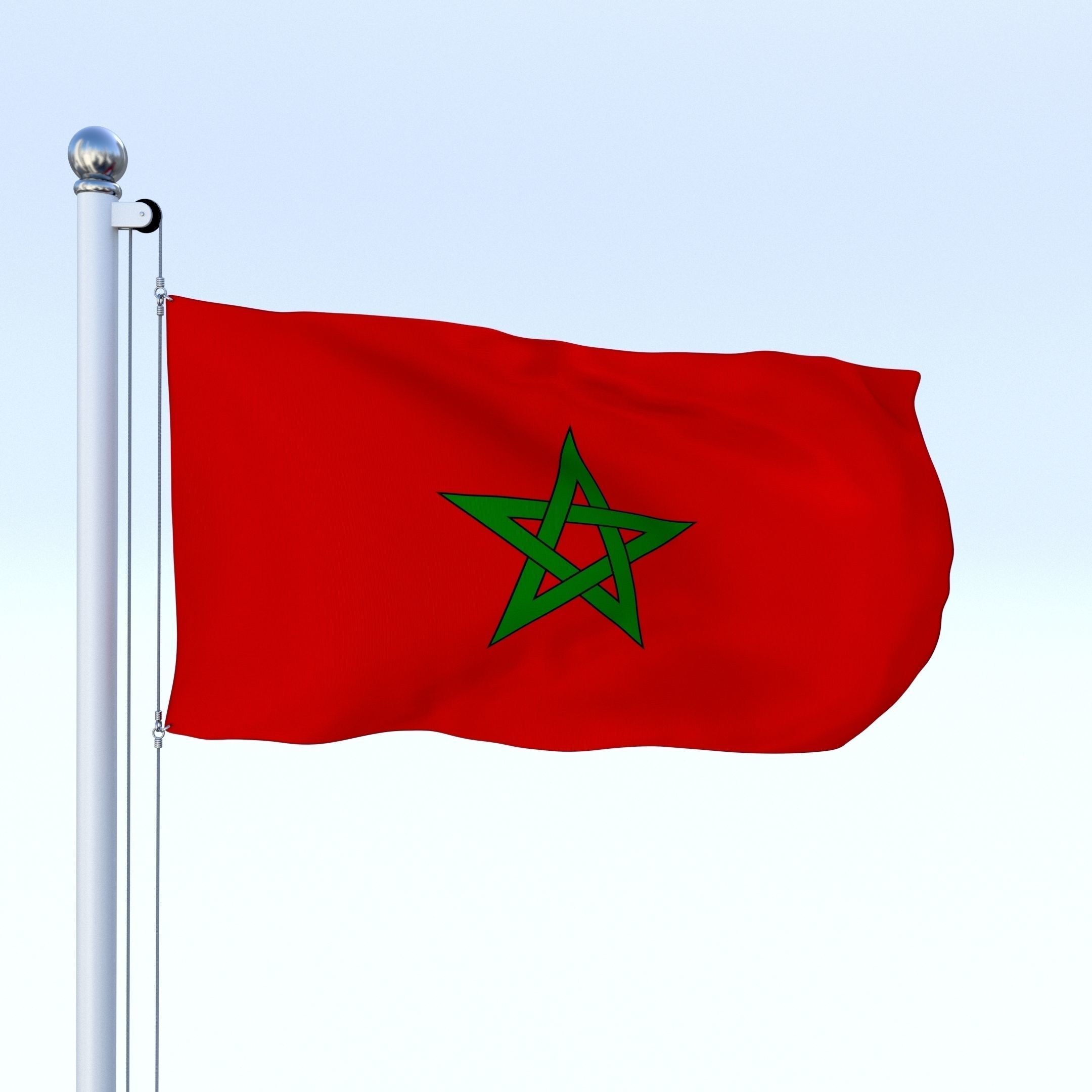 Animated Morocco Flag Low-poly 3D model_18